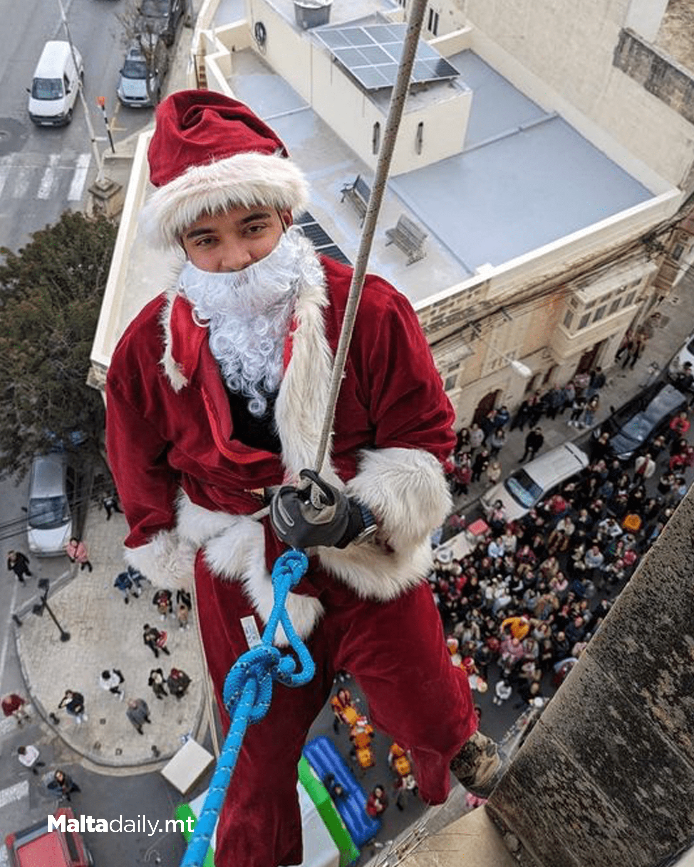 Santa Comes Down The Bell Tower