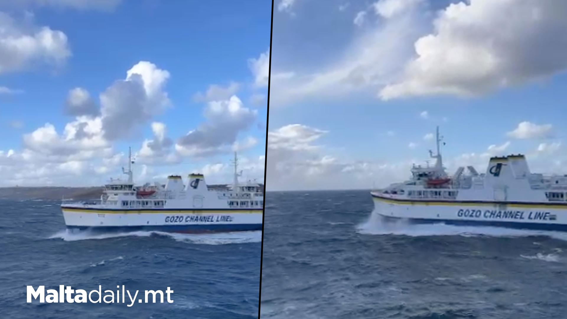 Gozo Channel Ferry Ventures Through Strong Winds & Seas