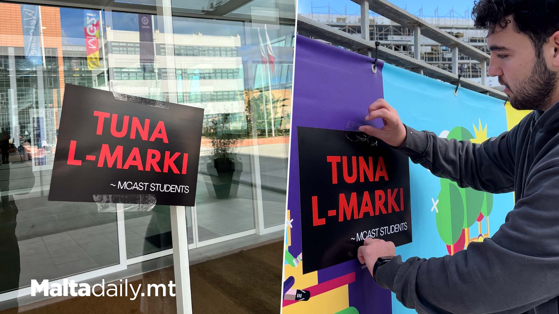 Tuna L-Marki: MCAST Students Stick Posters Around Campus