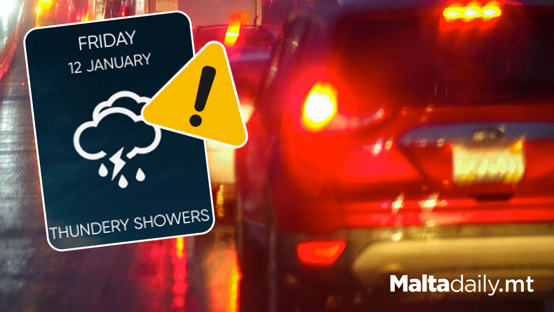 Heavy Traffic As Rainstorm Hits Malta