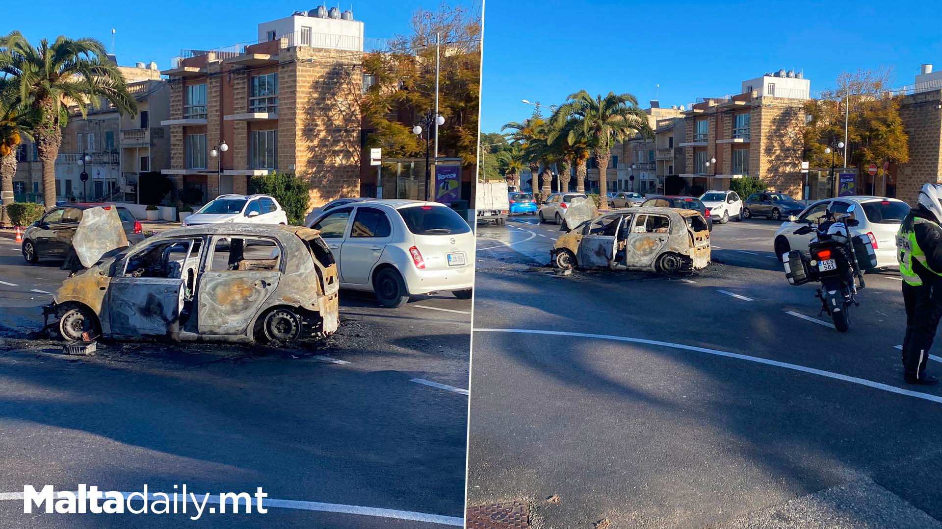 Burned Down Car In Middle of H'Attard Road