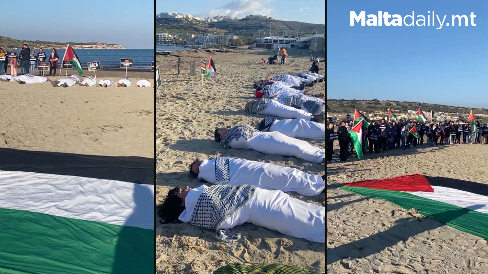 Activist Protest Gaza Genocide: Form Mass Grave At Għadira Bay
