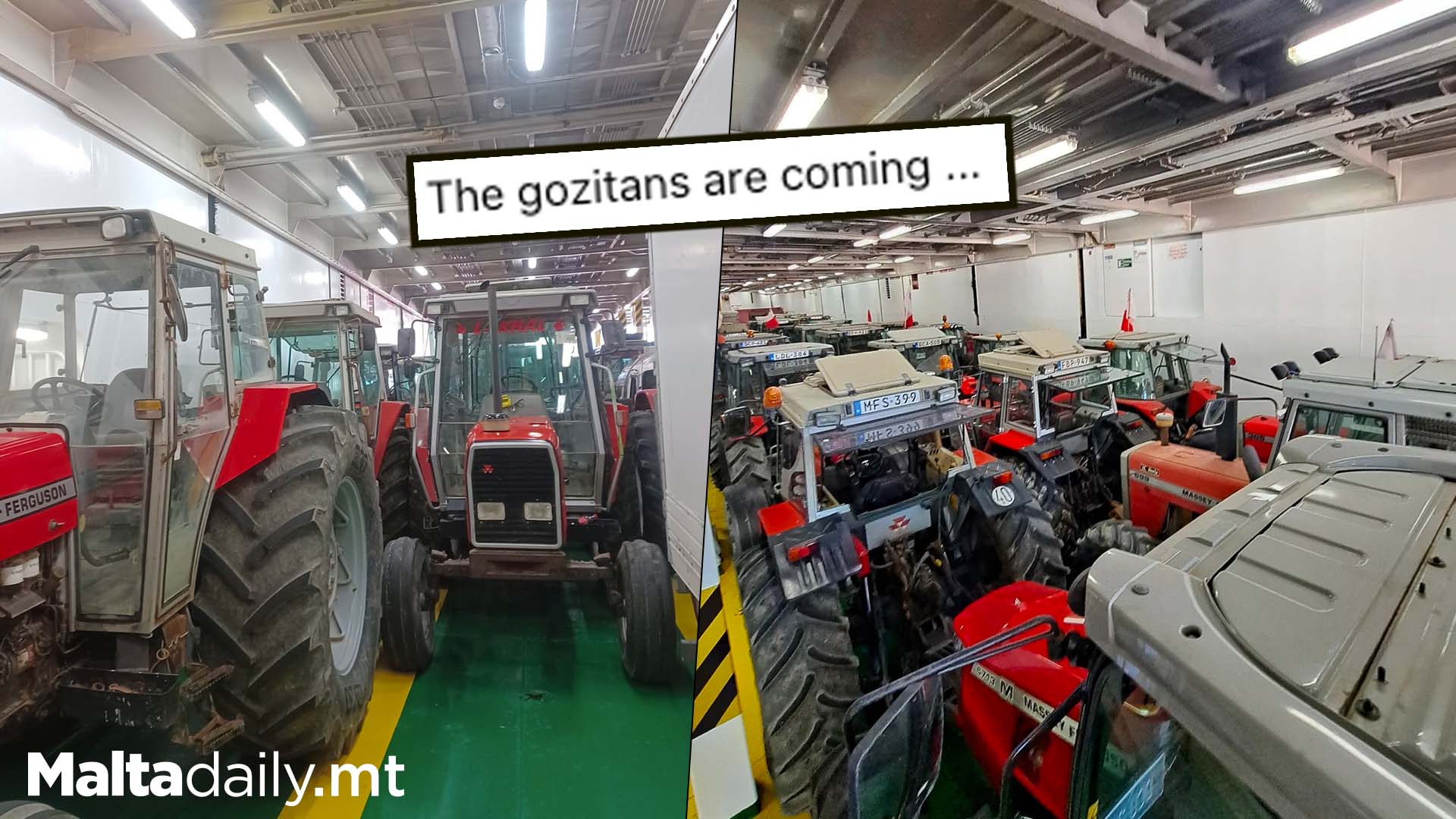 Gozo Ferry Filled With Tractors Ahead Of Farmer Protest