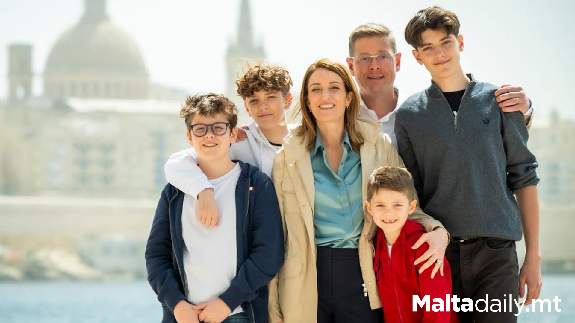 Metsola Chooses Malta Harbour As Official Family Photo Backdrop