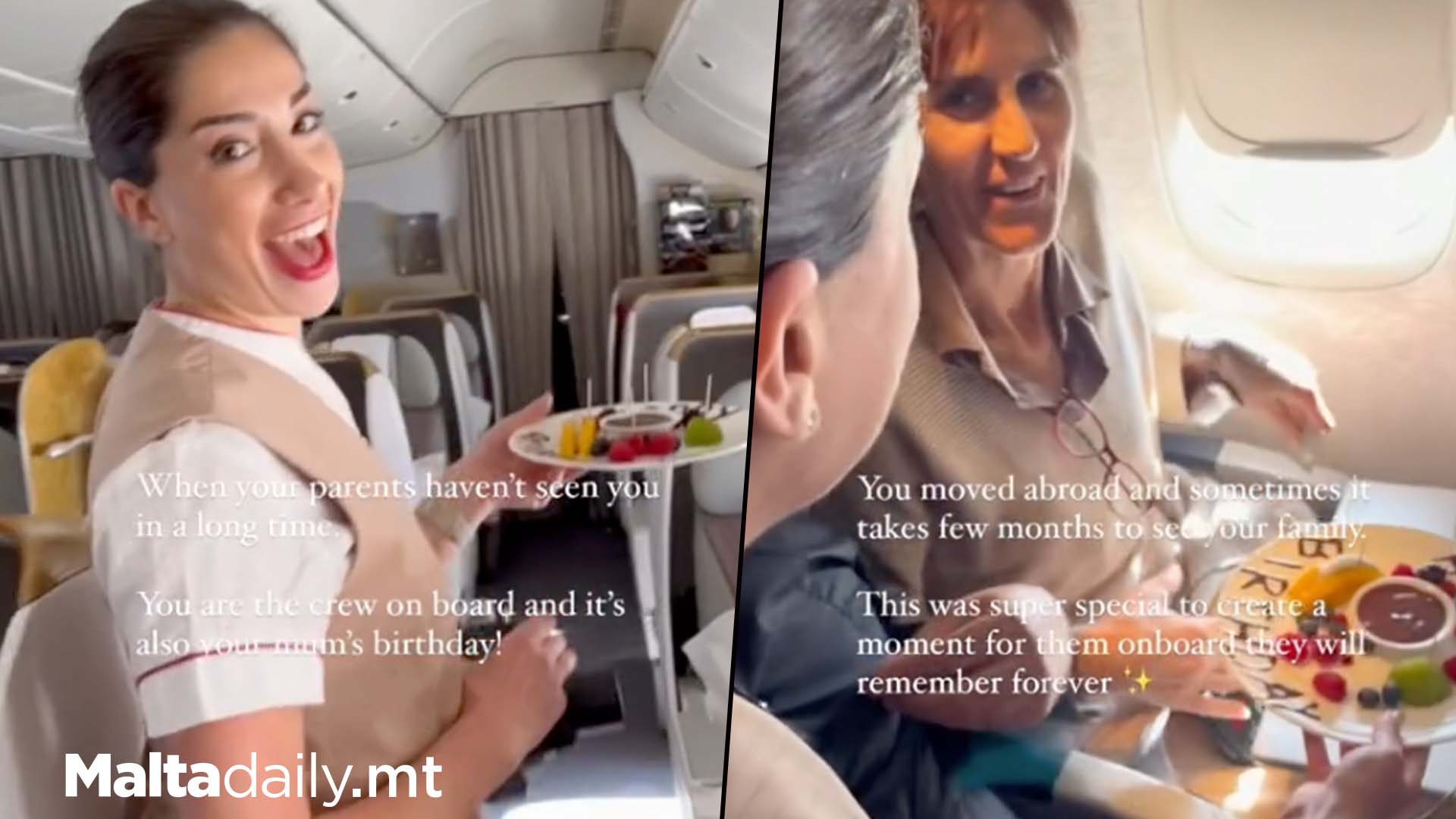 Maltese Stewardess Celebrates Mum's Birthday On Flight