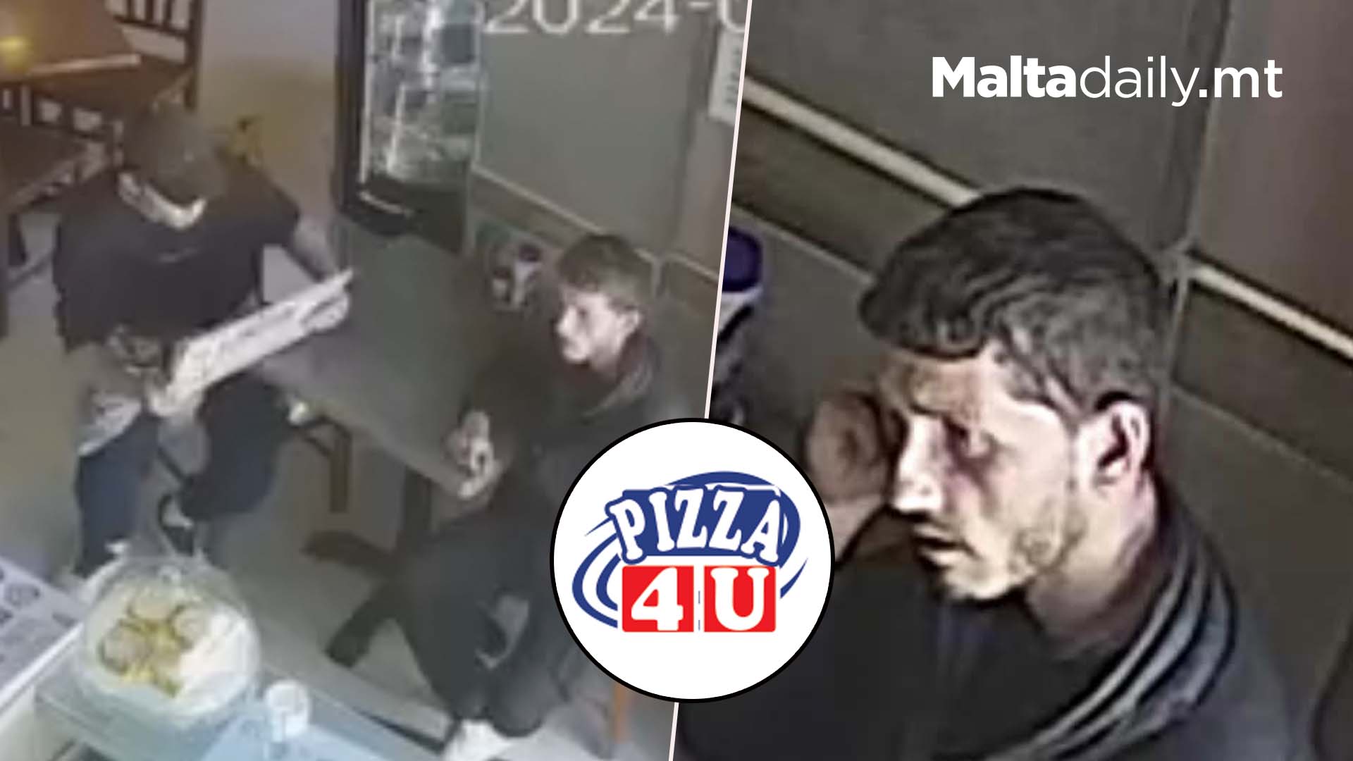 Two Men Caught Stealing From Pizza 4U On CCTV