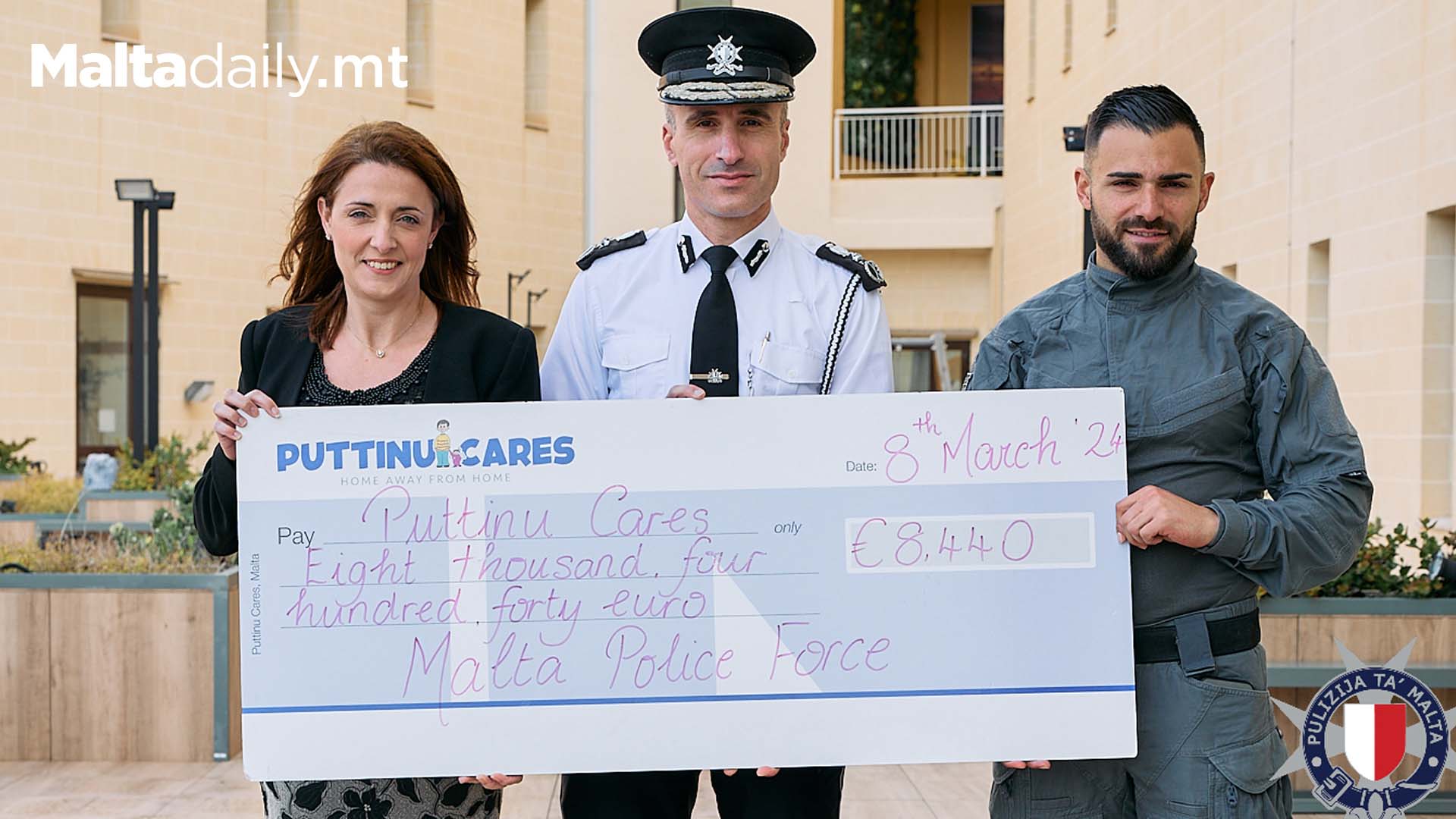 Malta Police Force Donates €8,400 To Puttinu Cares