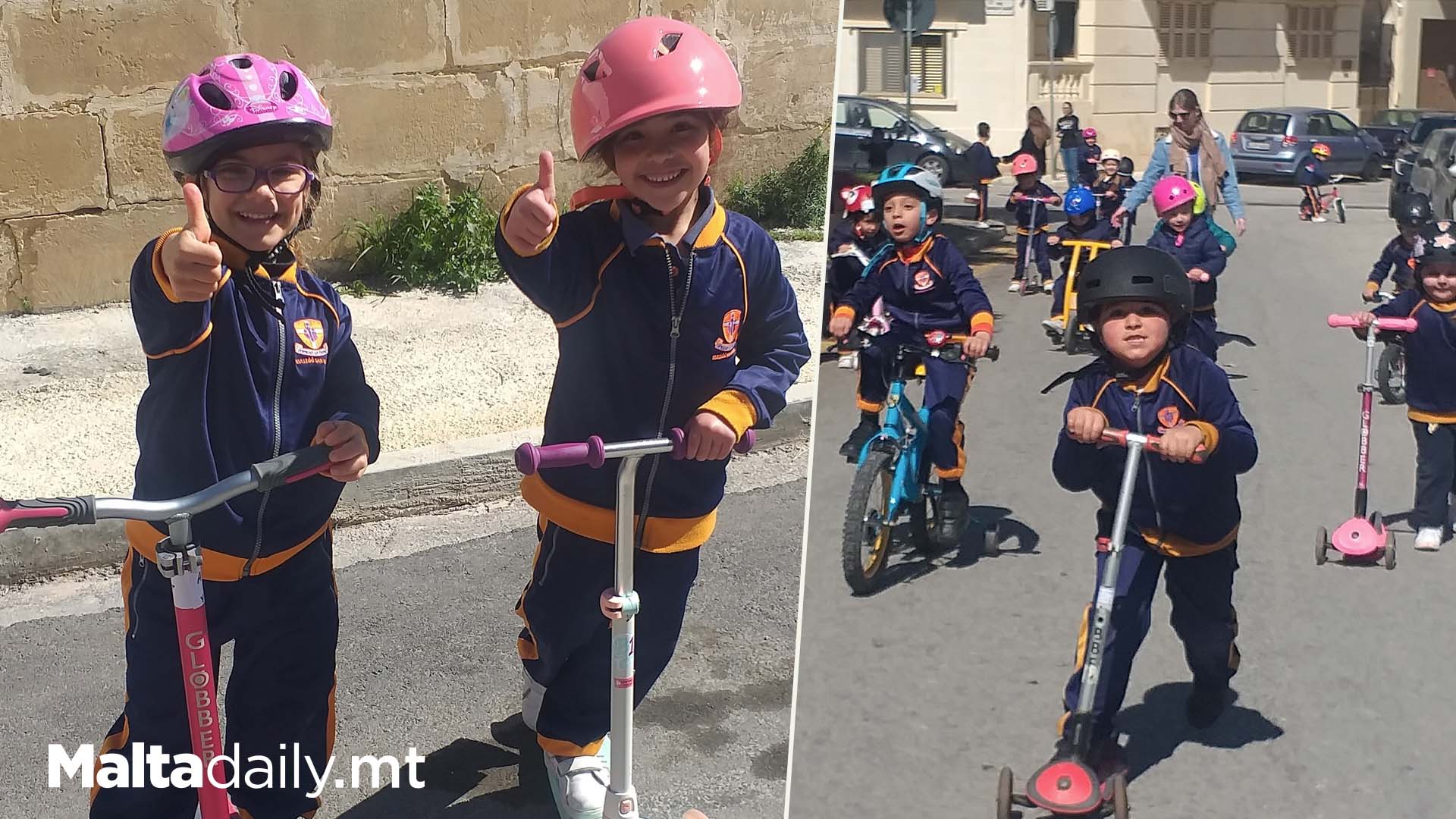 CHILDREN IN RABAT REPLACES CARS WITH SCOOTERS & BICYCLES