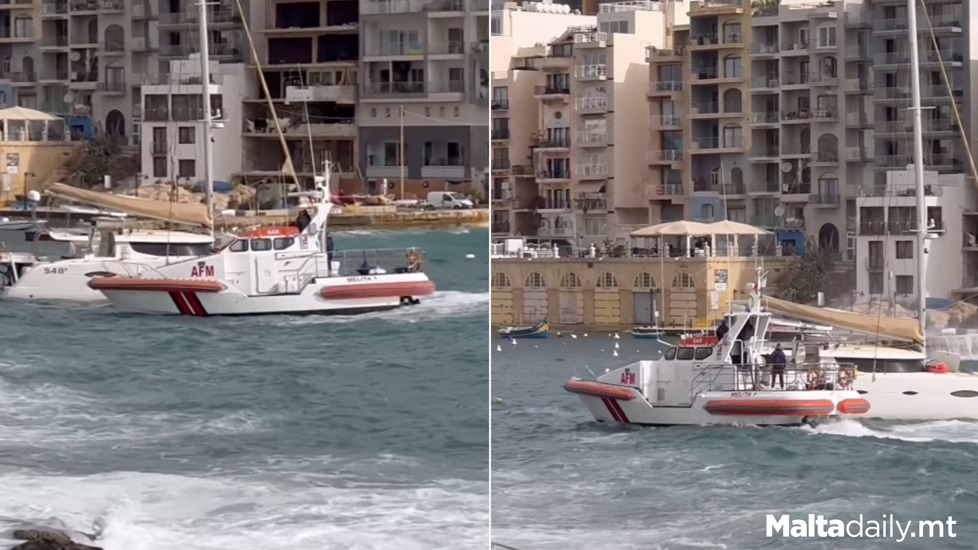 Drifting Anchored Boat Assisted By Armed Forces Of Malta