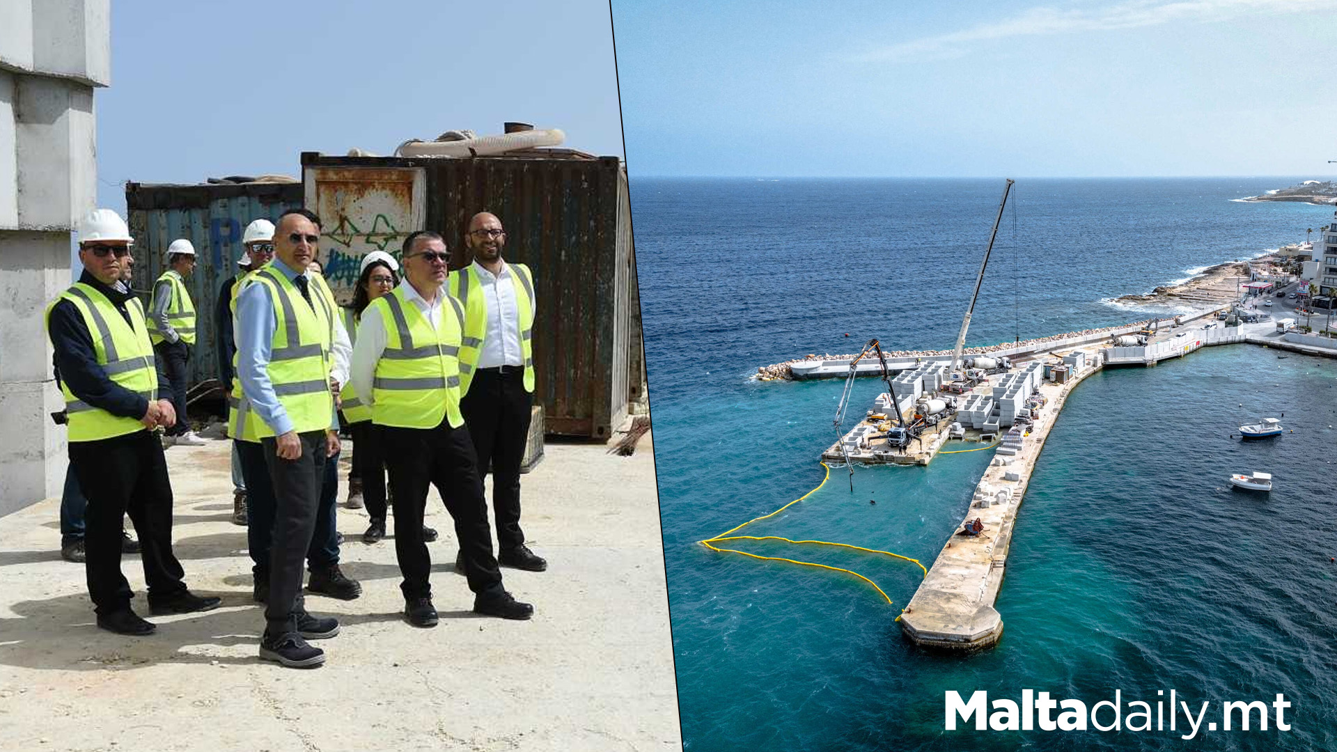 Over Half Of Breakwater Construction In Buġibba Completed