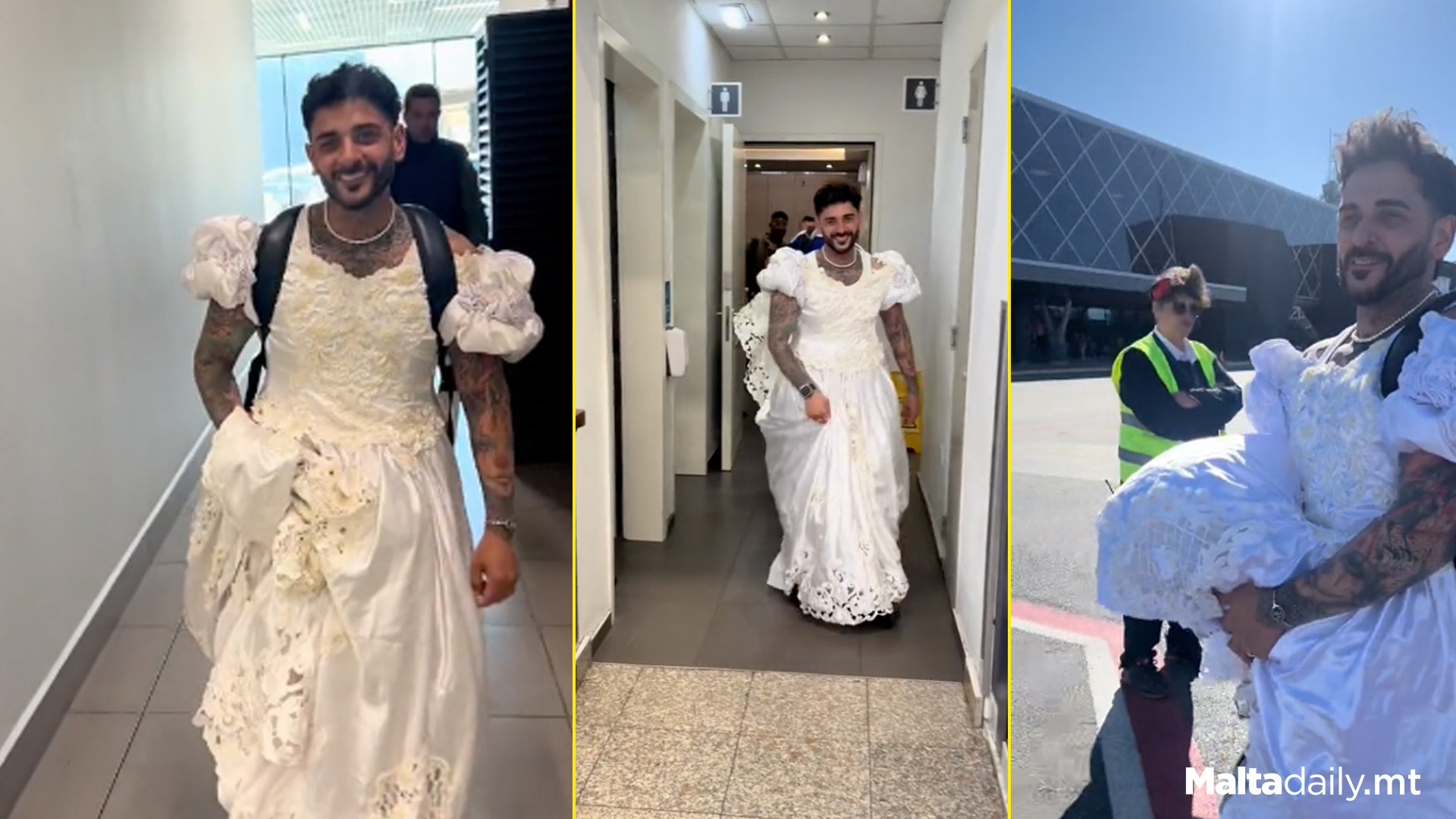 Maltese Man Dressed In Bride Dress Ahead Of Bachelor's Trip