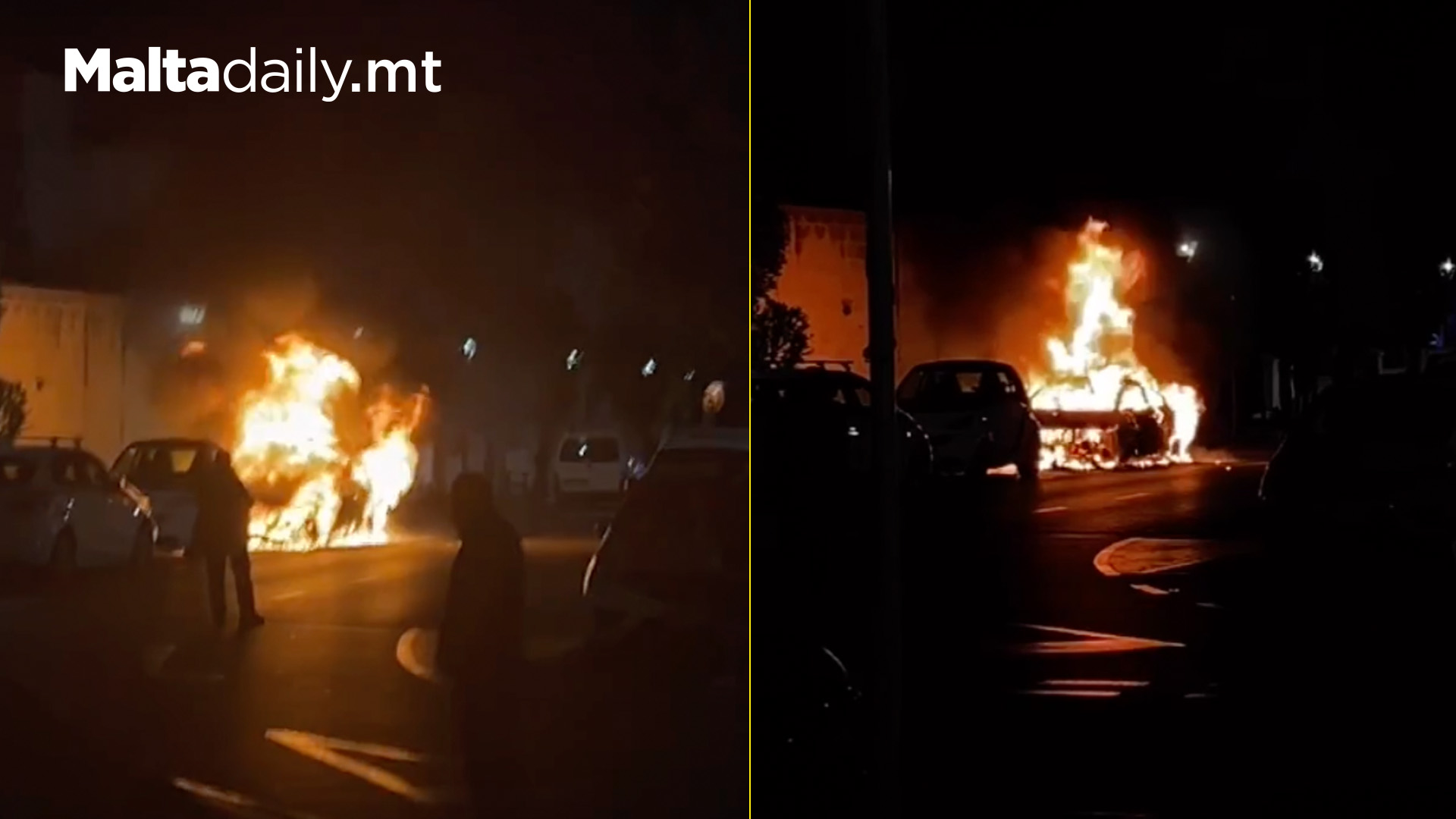 Vehicle In Ħal Lija Catches Fire Right Before Midnight