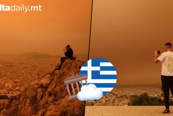 Saharan Dust Storm Clouds Turn Athens, Greece Orange