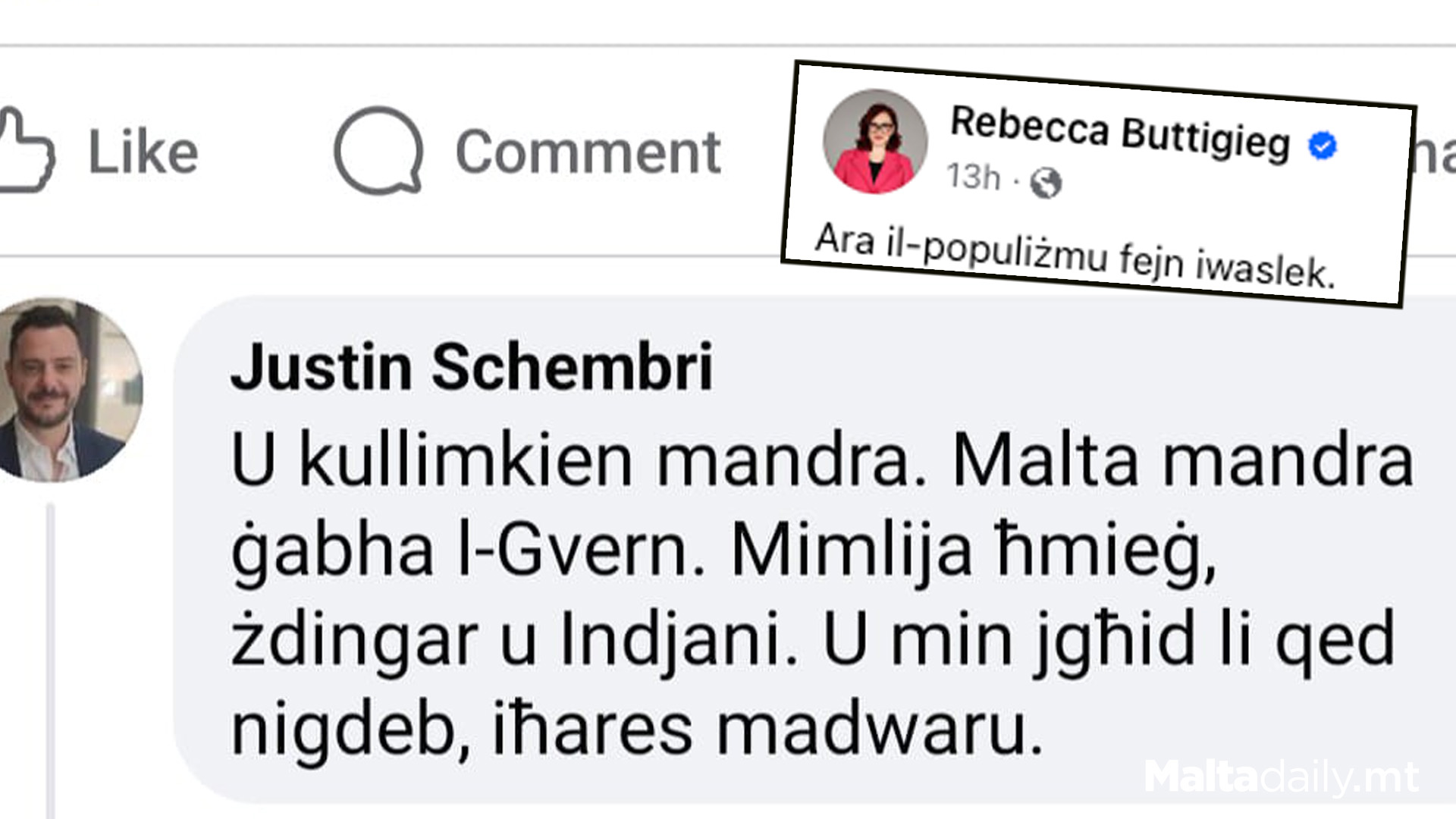 'Ħmieġ U Indjani': PN MP Comment Causes Social Media Stir