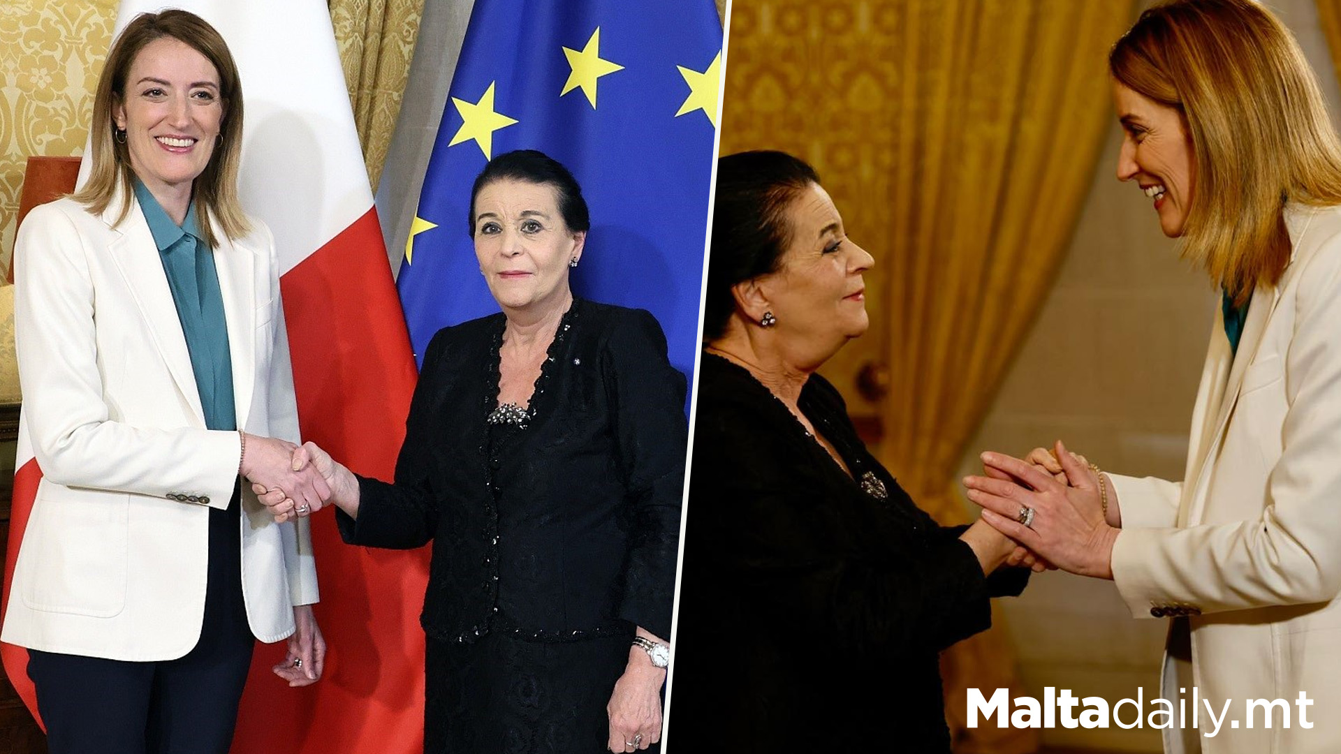 Roberta Metsola Meets Maltese President Myriam Spiteri Debono