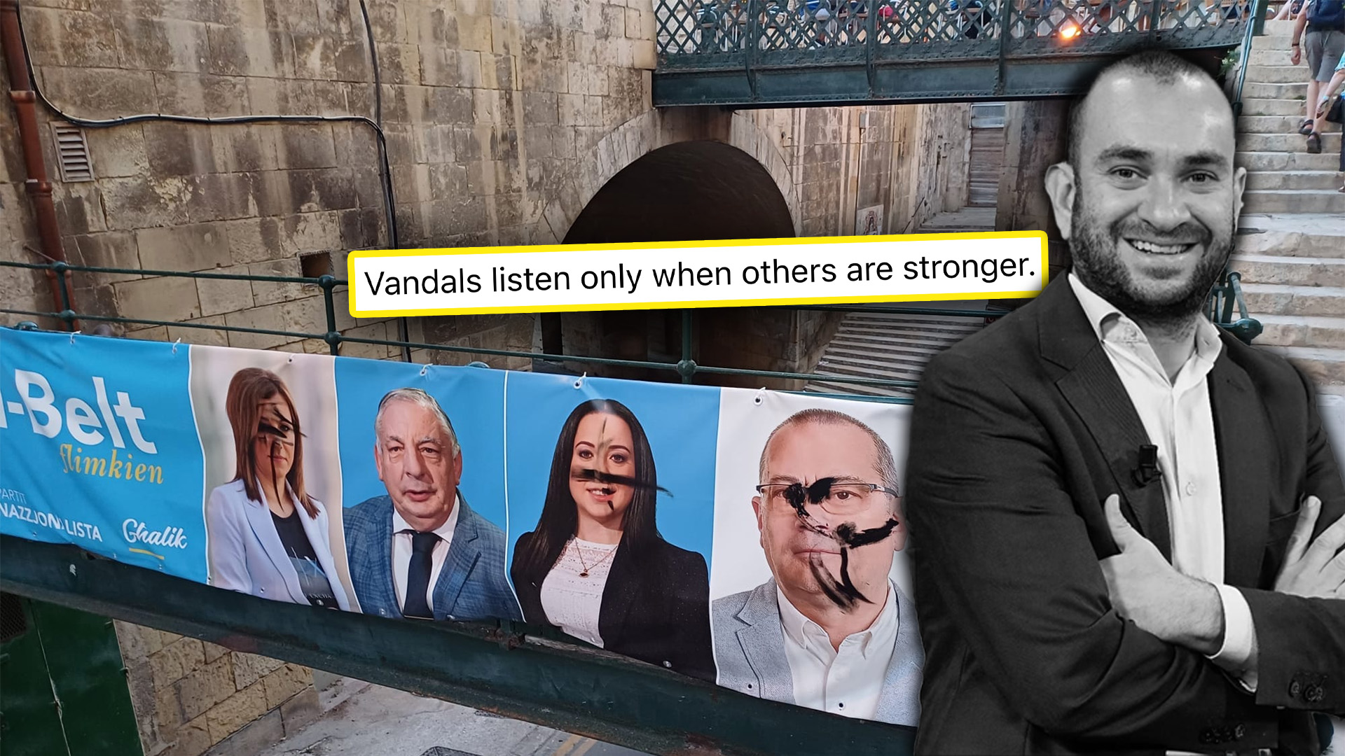 PN Banners Vandalised in Valletta; Minority Leader Speaks Out