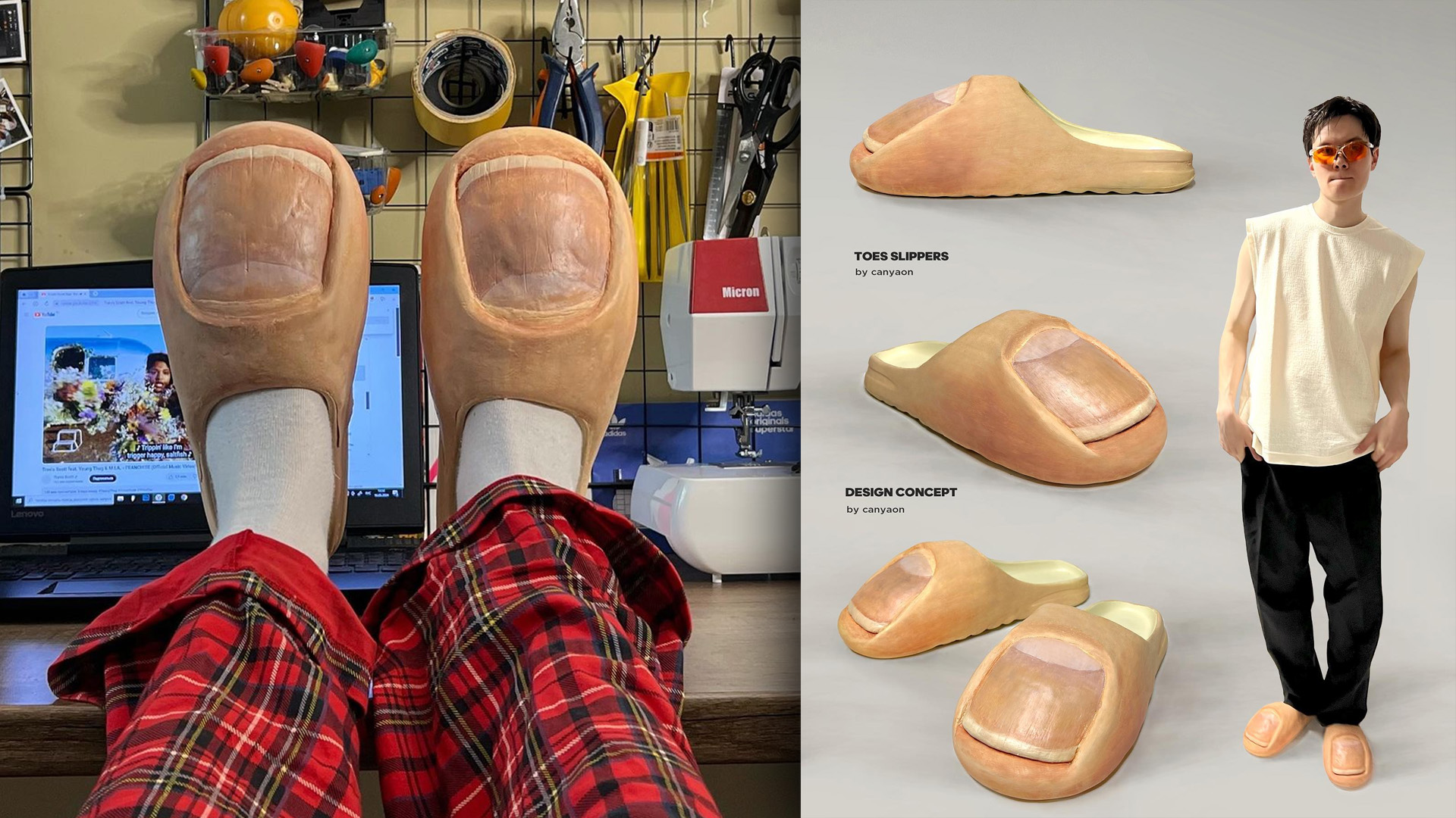 Designer's Custom Toenail Slippers Go Viral