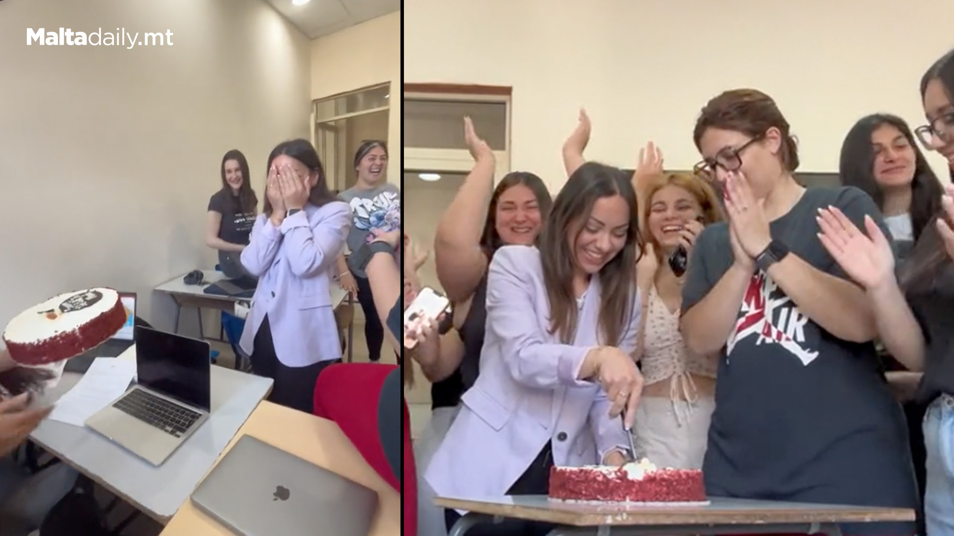 Students Surprise Teacher With Cake At End Of Year