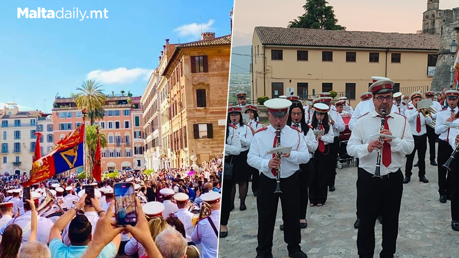 Maltese Band Plays Whilst Walking Streets Of Rome