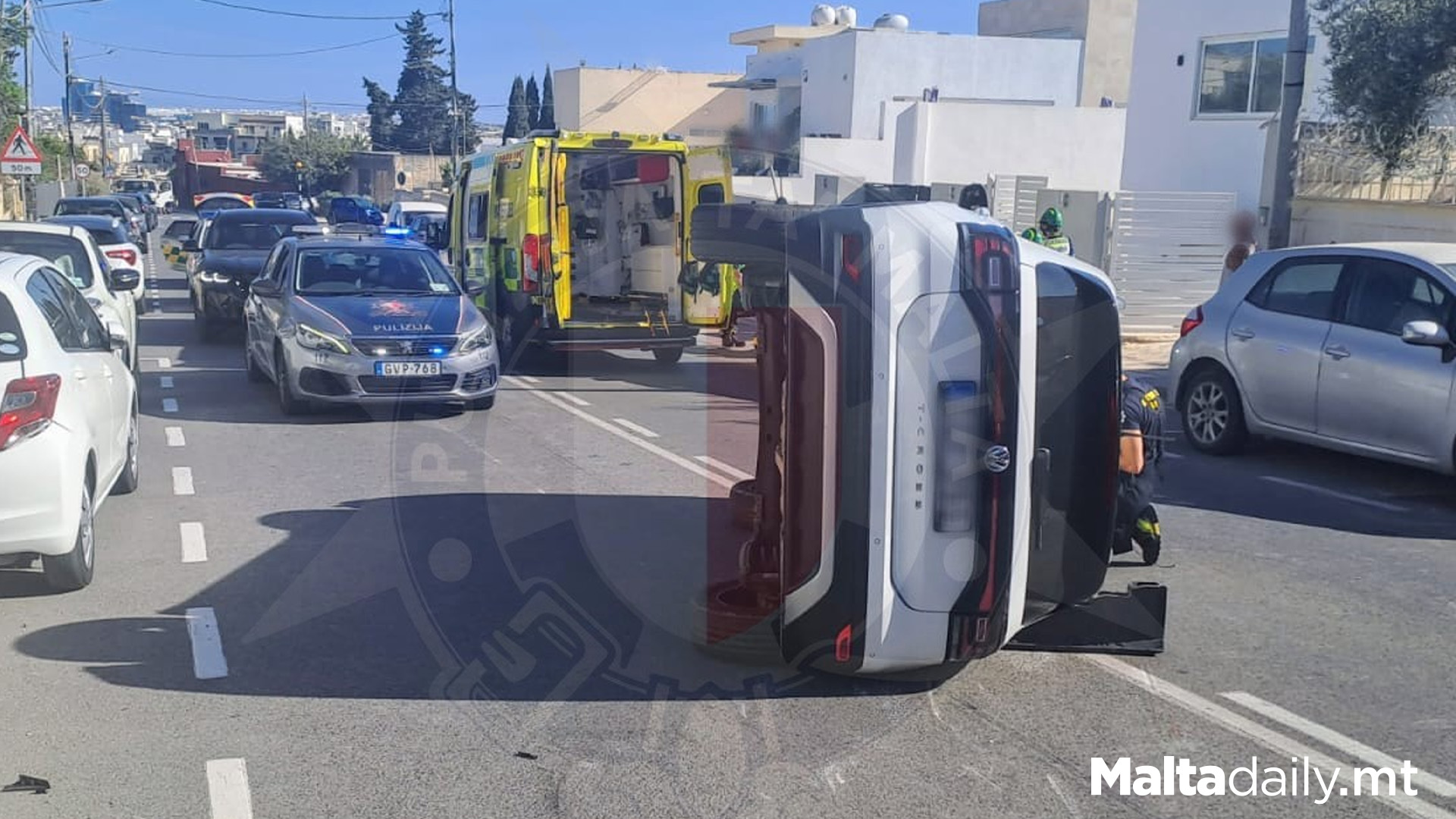 65 Year Old Driver Grievously Injured After Car Flips Over