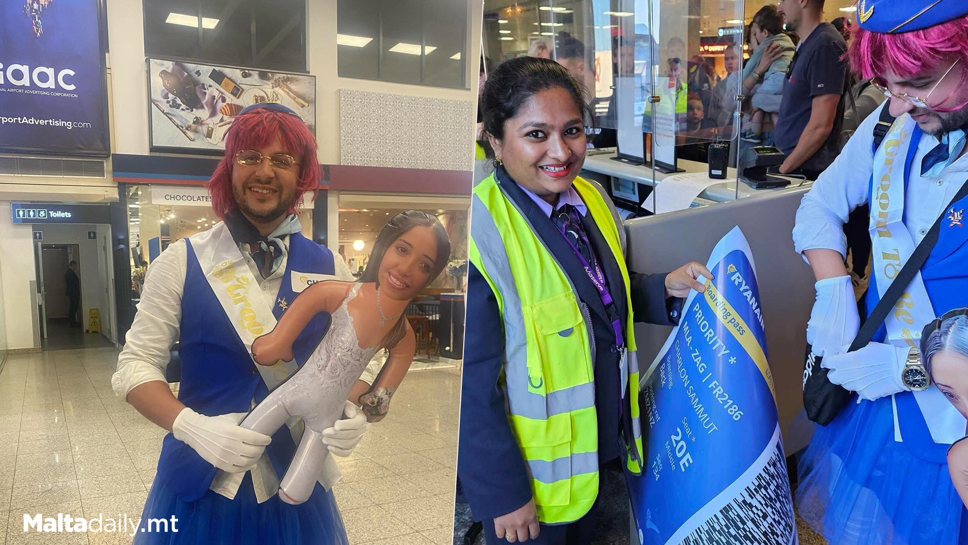 Groom Spotted Dressed Up As Ryan Air Hostess At Airport