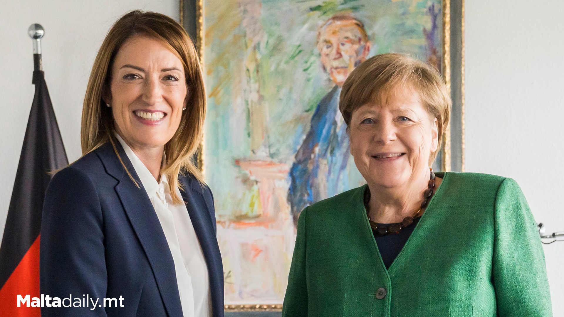Metsola Meets Former German Chancellor Angela Merkel