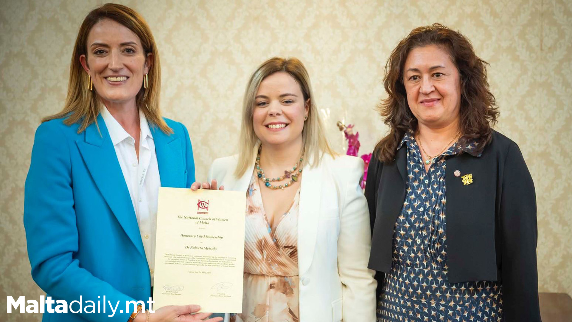 Roberta Metsola Awarded Honorary Life Membership by National Council of Women