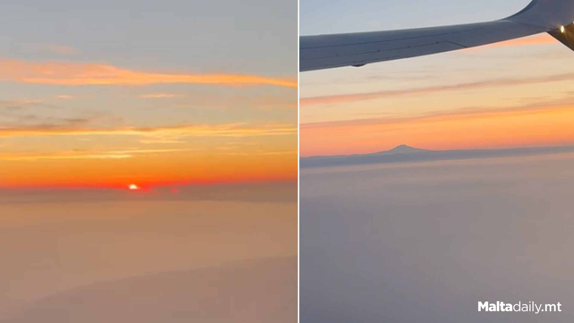 Stunning Plane Footage Shows Maltese Sunset And Etna