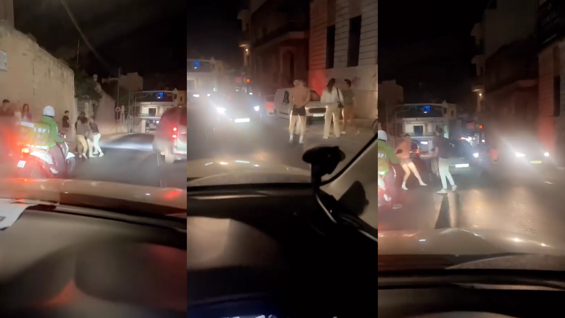 Youths Fight in Moving Traffic in St. Julian's Road