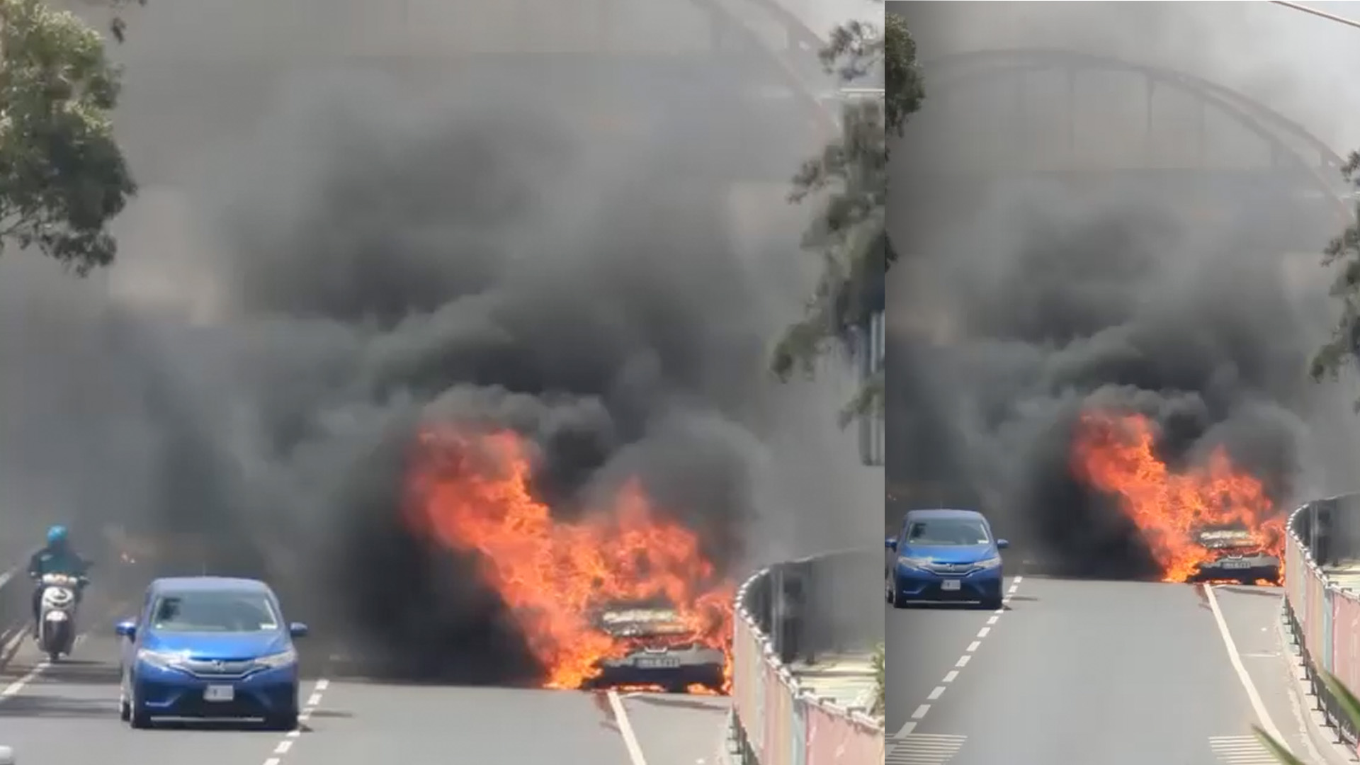 Footage Shows Car on Fire on Marsa-Hamrun Bypass