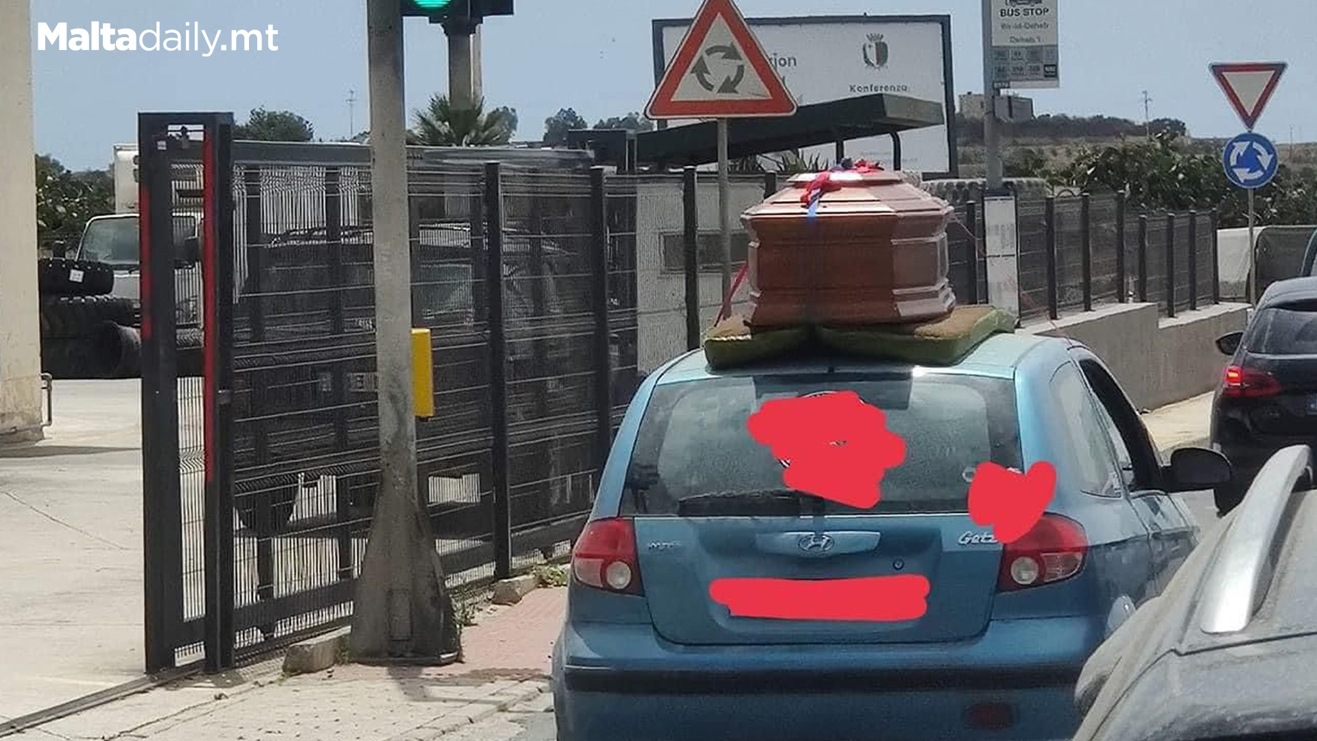 Coffin Being Driven On Roof Of Car Spotted