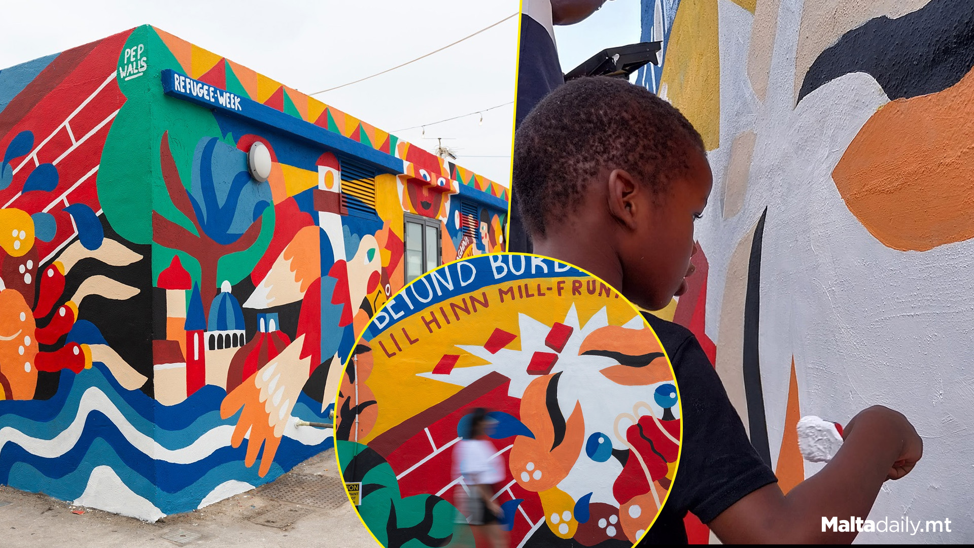 Colourful Mural For Refugee Week Malta In Gżira