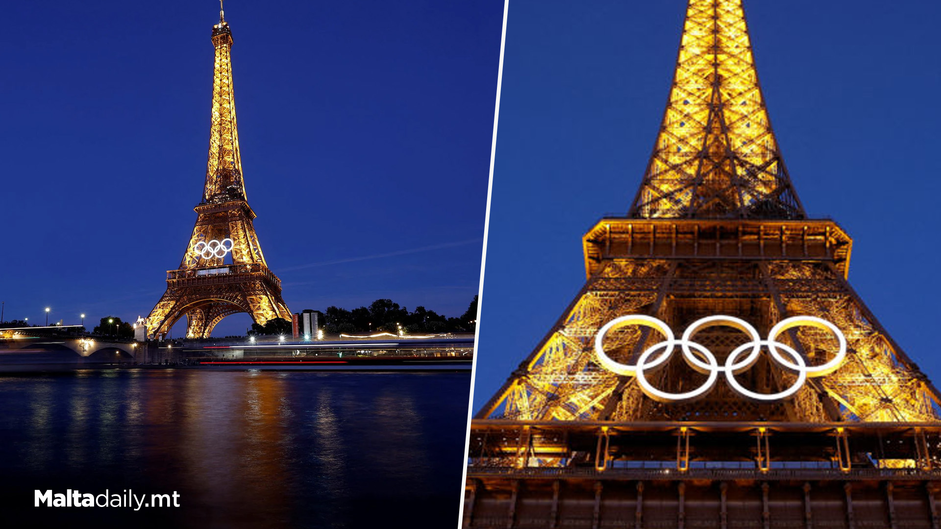 Olympic Games Rings Mounted On Eiffel Tower