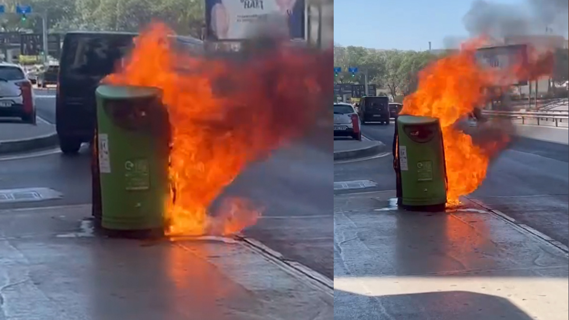 Bin Catches Fire At Imsida Bus Stop