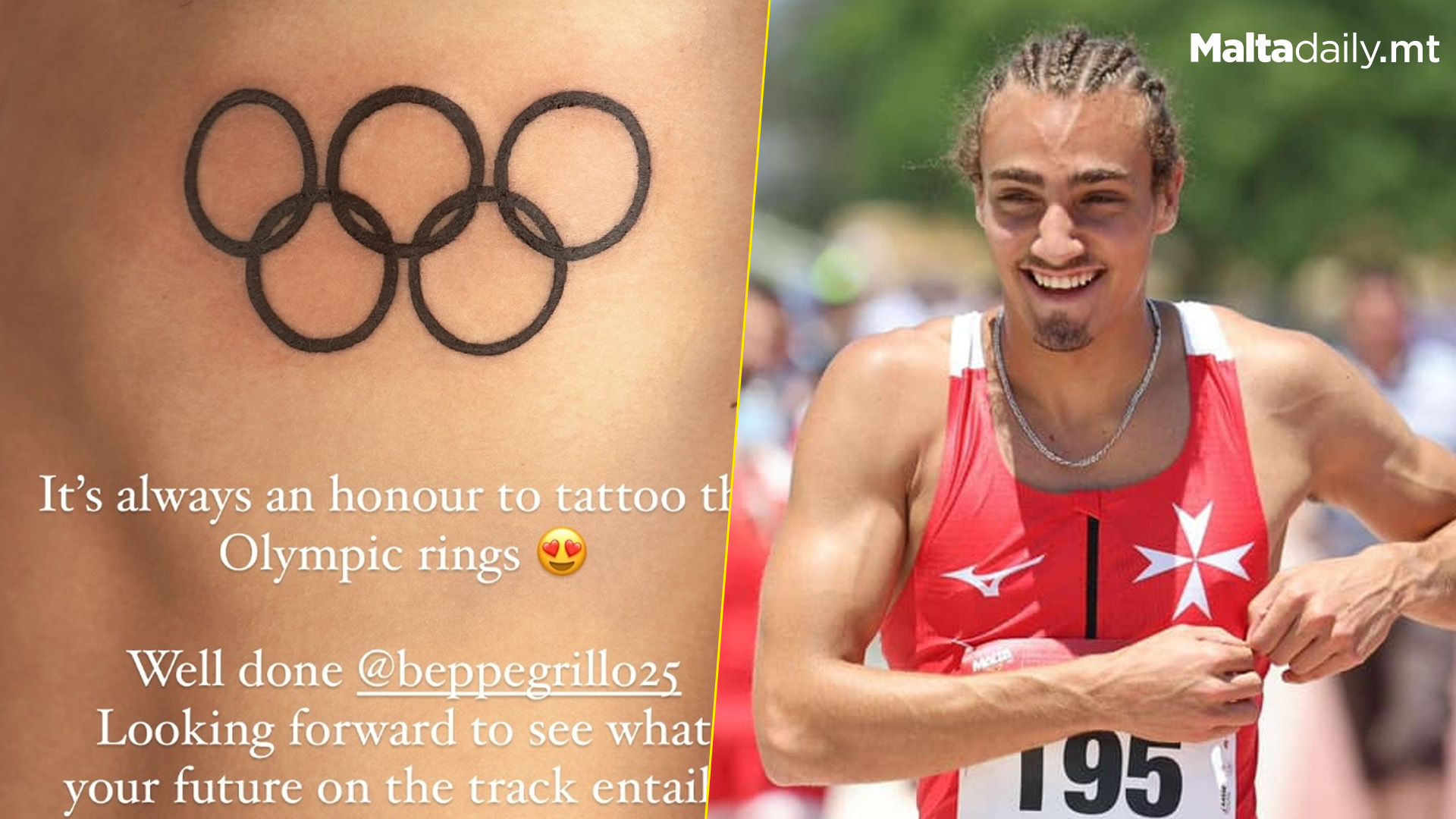 Maltese Olympian Beppe Grillo Gets Olympic Rings Tattoo