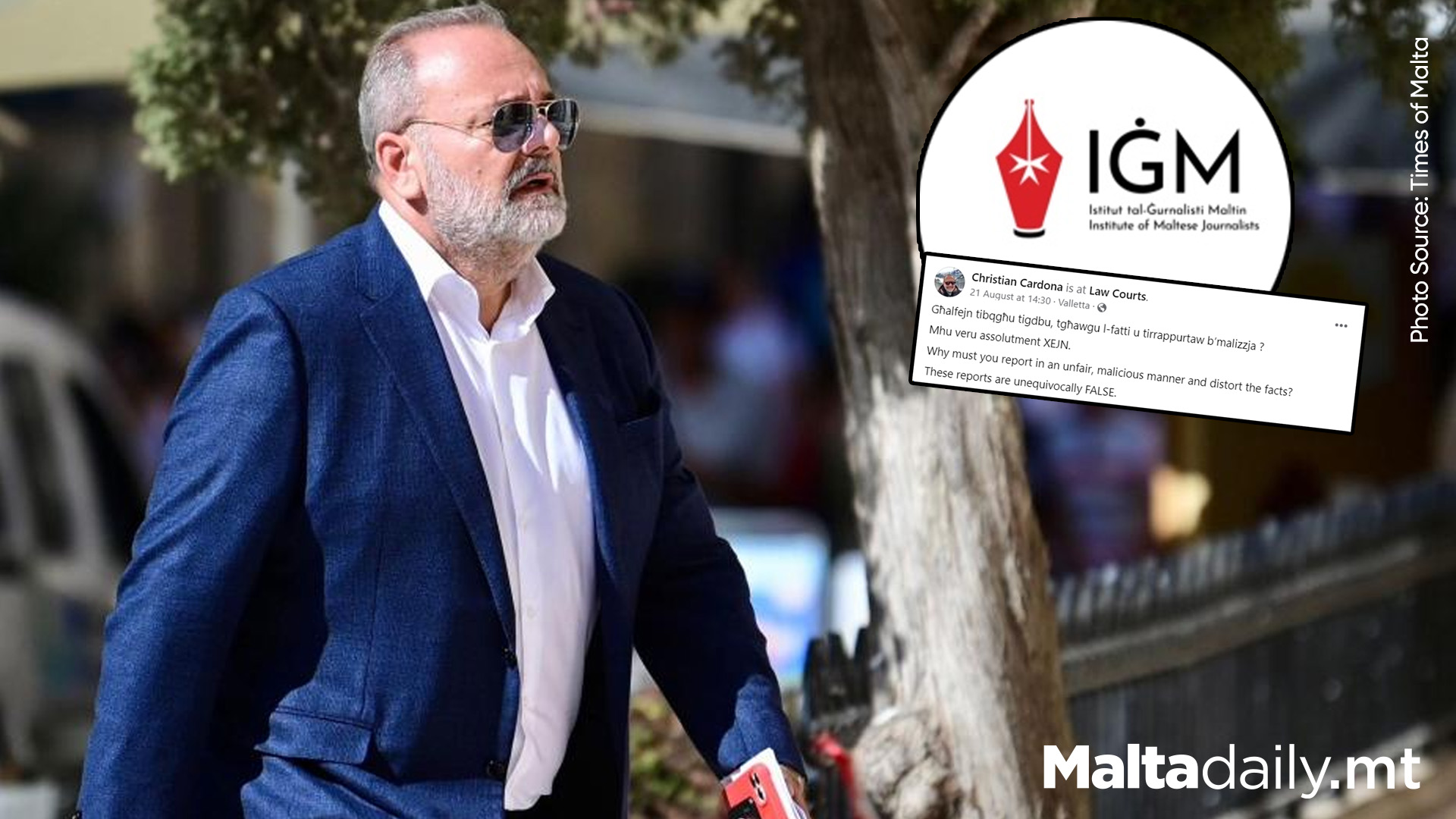 IĠM Denounces Chris Cardona's 'Irresponsible' Remarks Against Court Journalists