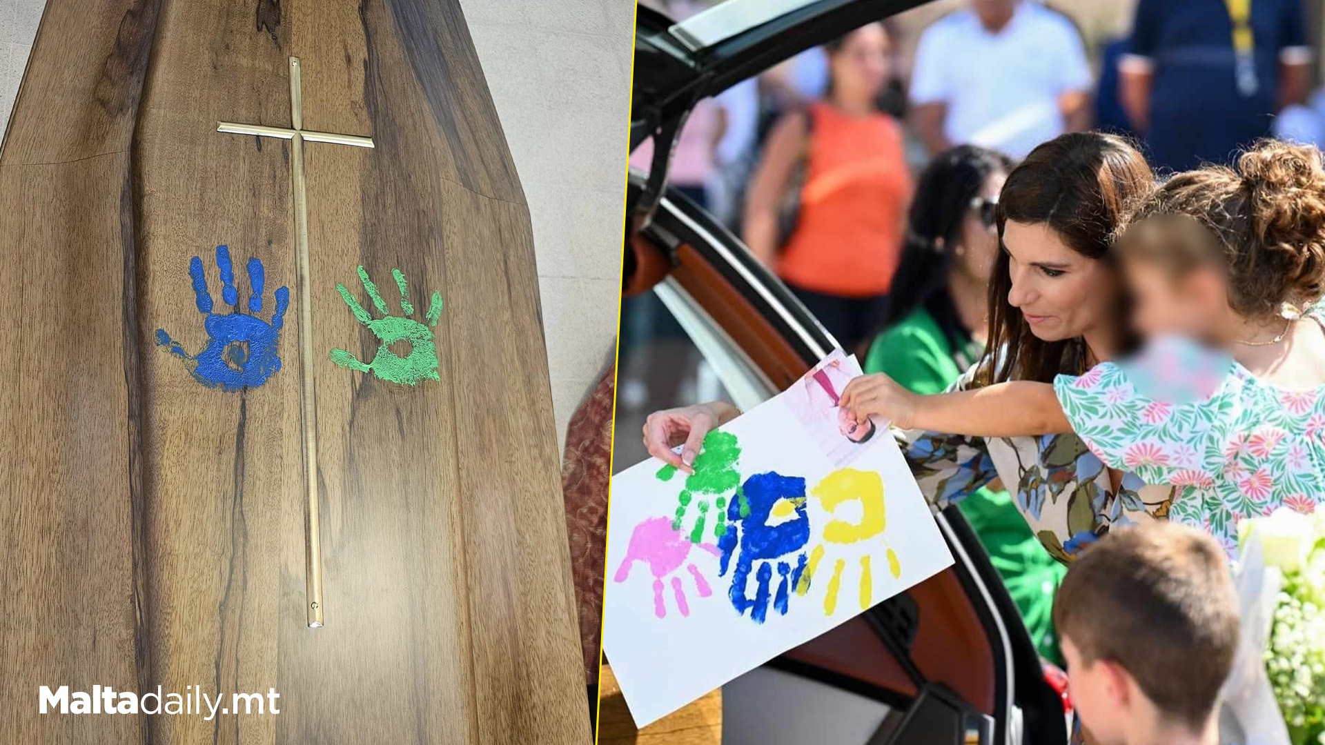 Lorenzo Vella's Kids Leave Hand Paint Prints On Coffin For Funeral