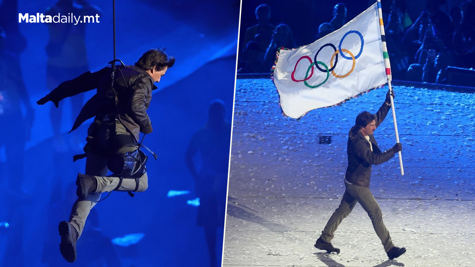 Tom Cruise Abseils Into Olympics Stadium For Closing