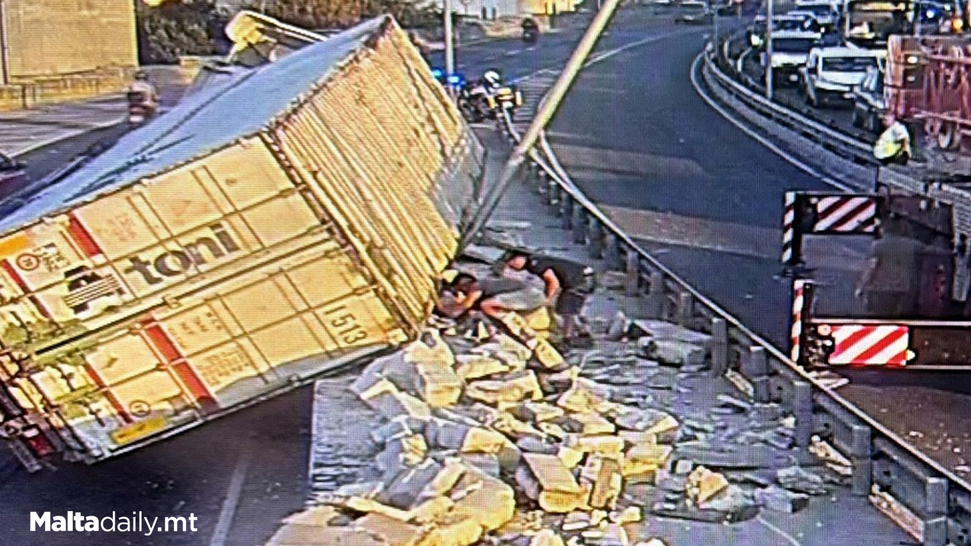 Truck Overturns In Malta: Heavy Traffic Reported