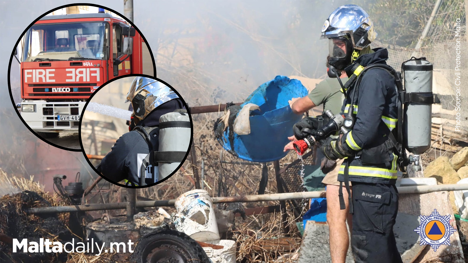 Civil Protection Malta Successfully Contains Grass Fire in Gozo