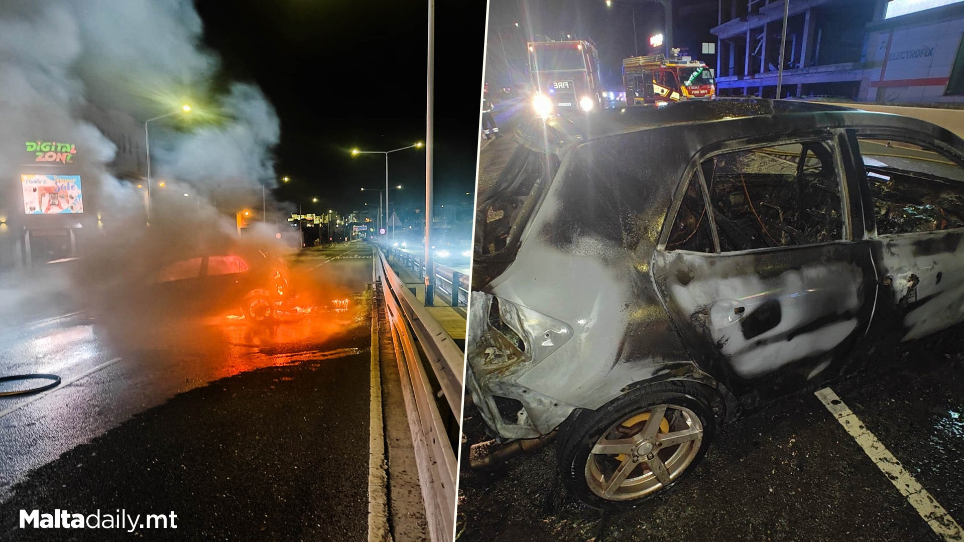 Vehicle Catches Fire On Marsa-Hamrun Bypass