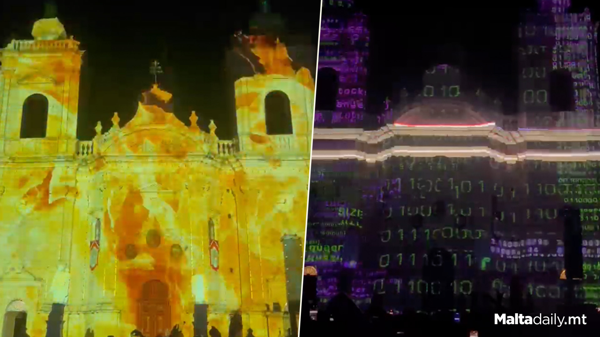 Laser Show Projections On Xaghra Basilica, Gozo