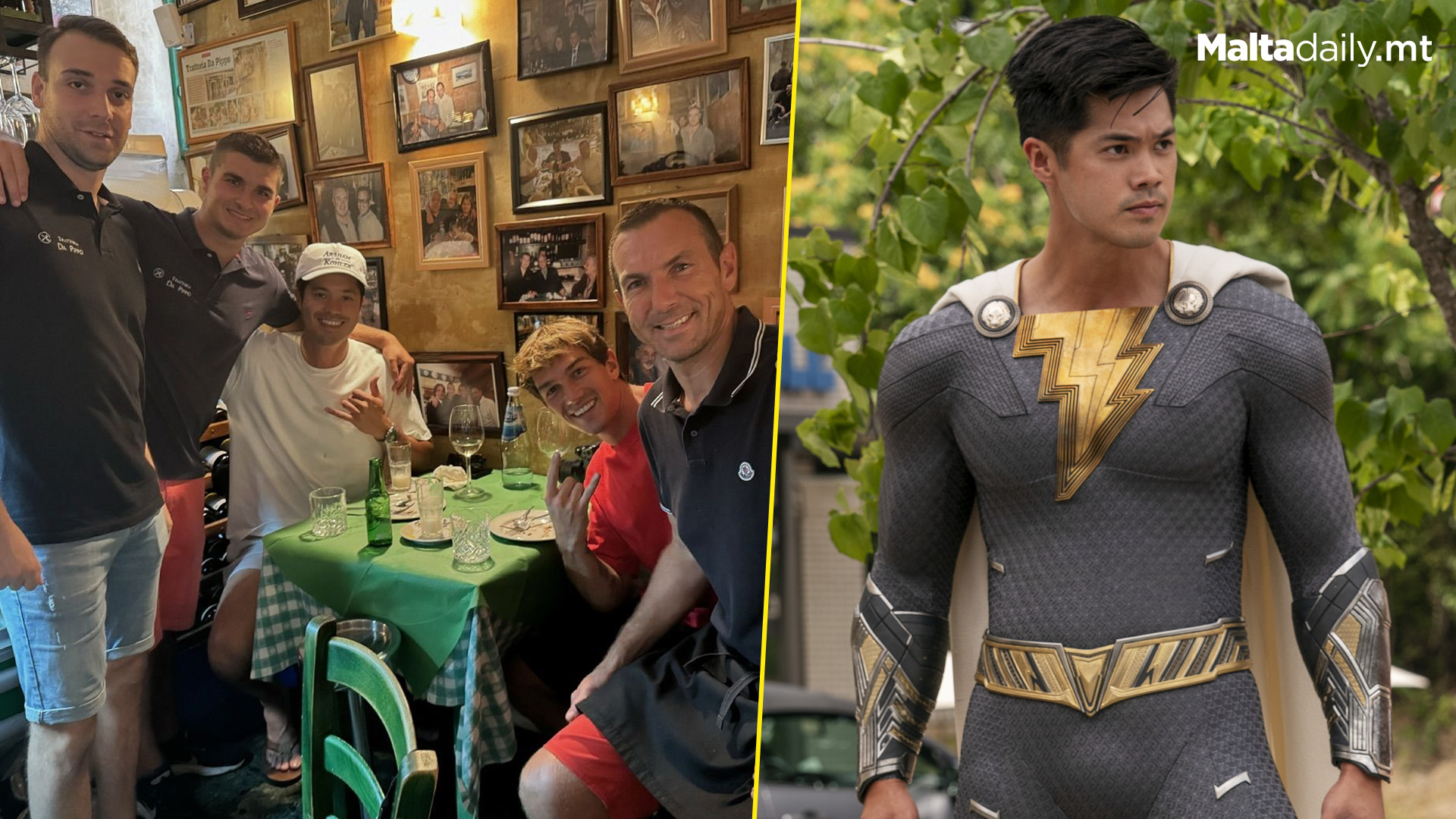 Shazam Actor Dines At Valletta's Da Pippo's