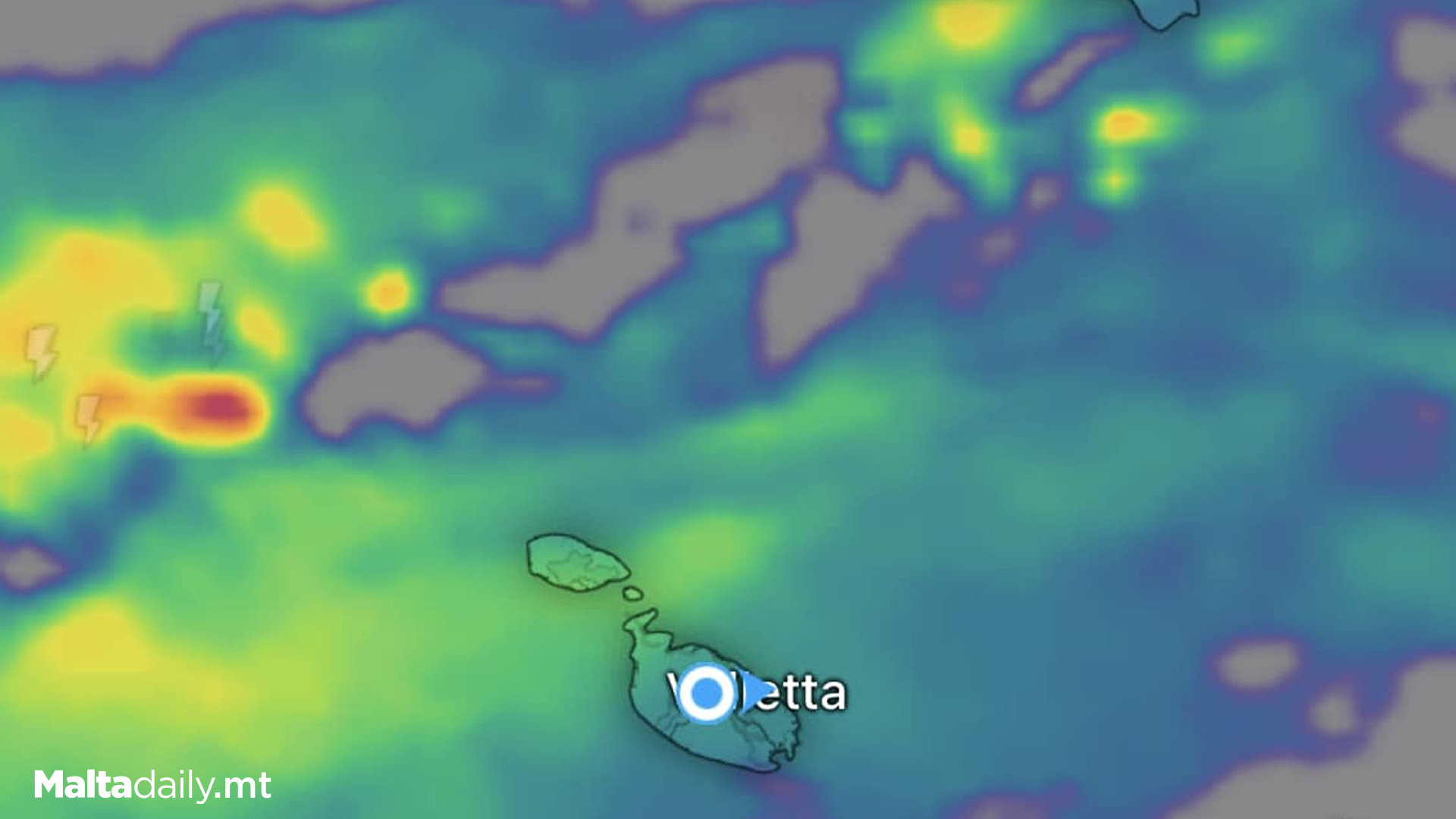 What's Over Malta Right Now: Thunder Storms To Hit