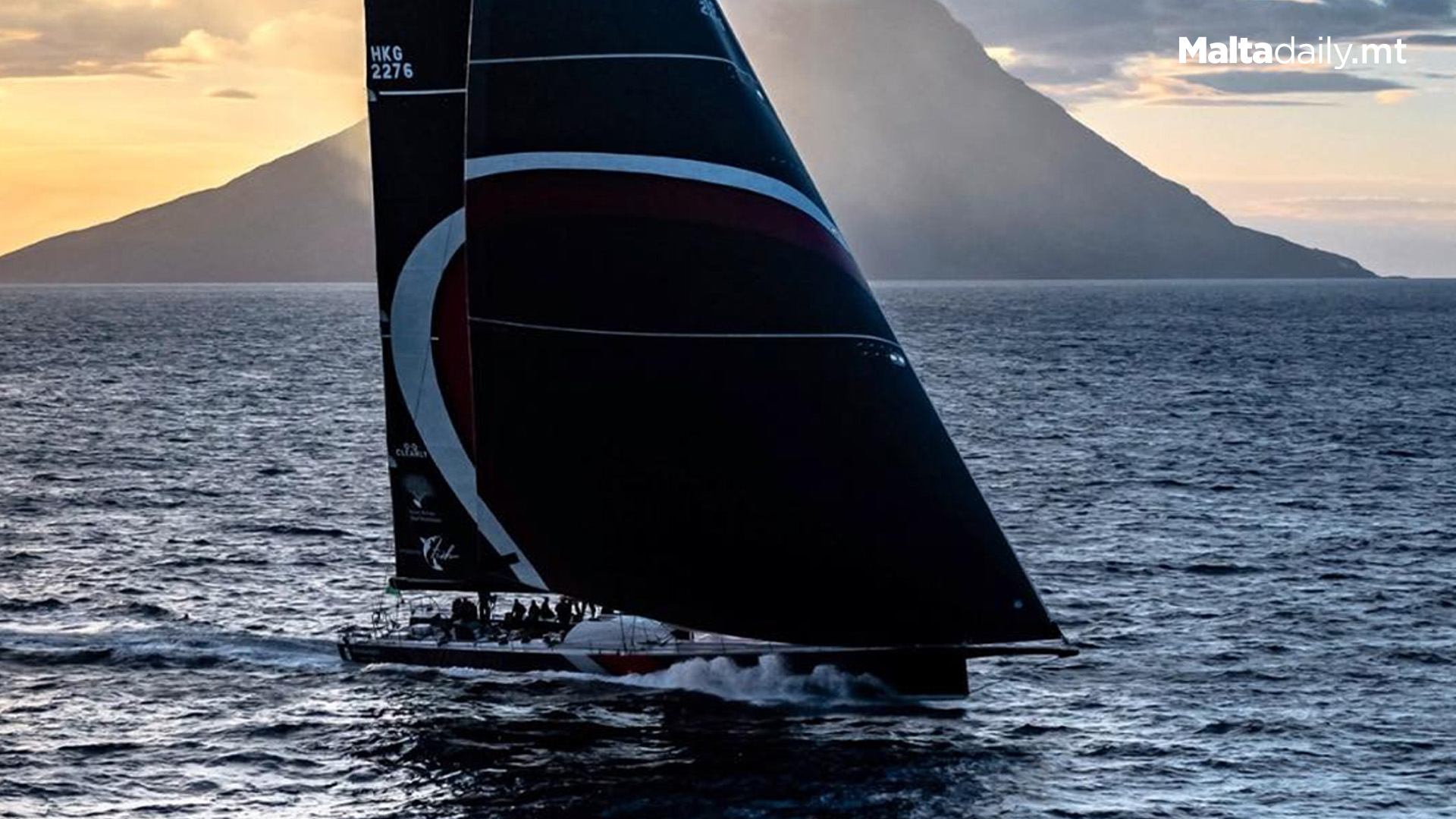 Scallywag 100 (HKG) Crosses 2024 Rolex Middle Sea Race Finish Line