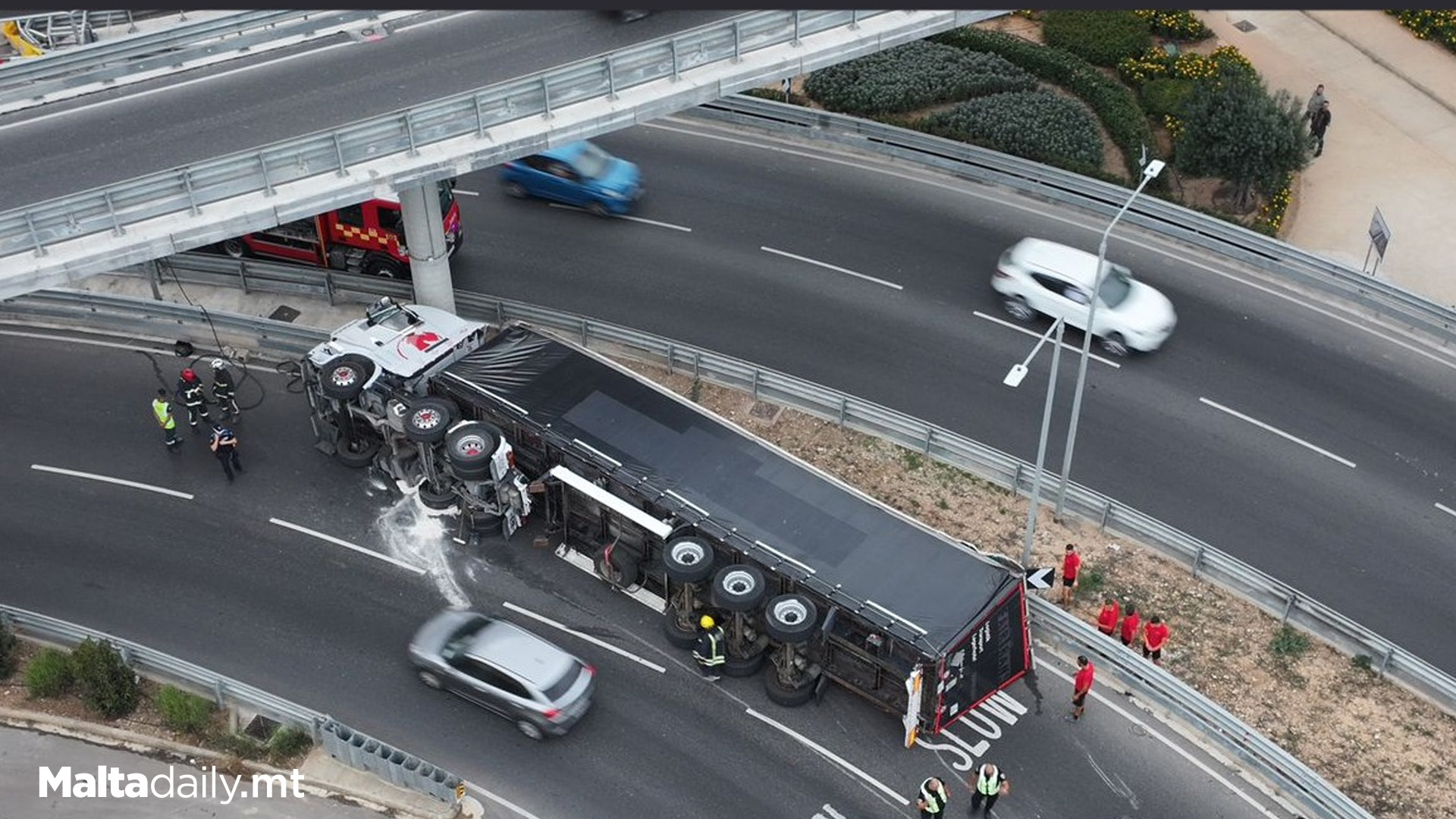 Officers On Site As Trailer Overturns