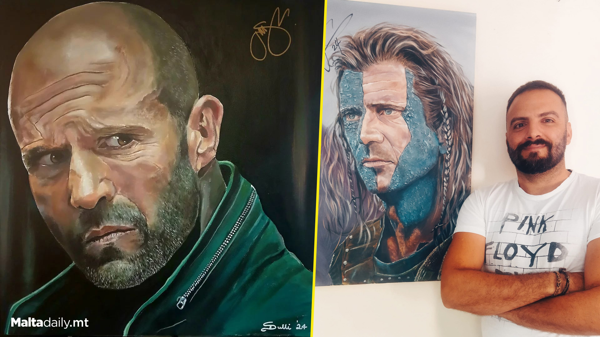 Local's Painting Of Jason Statham Signed By Actor