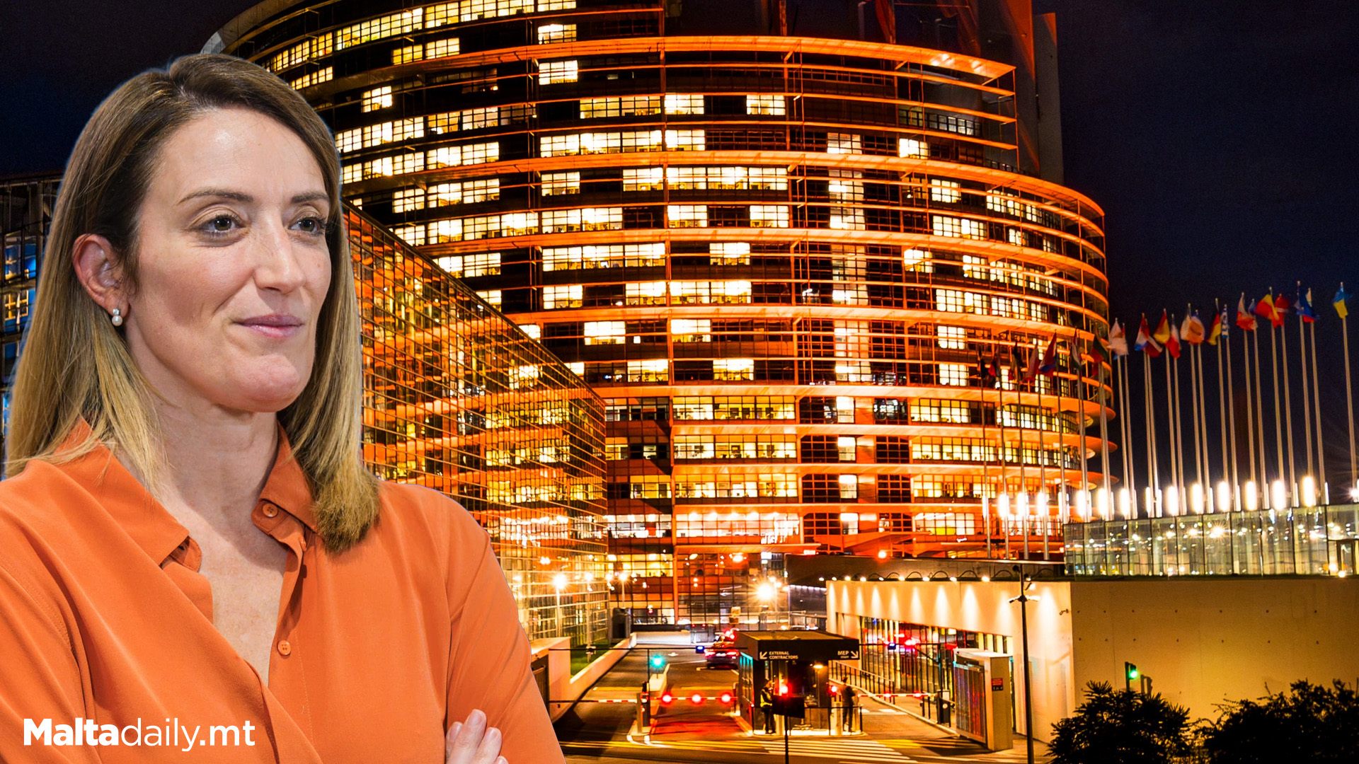 EU Parliament Lit Up Orange In Honour Of Ending Violence Against Women