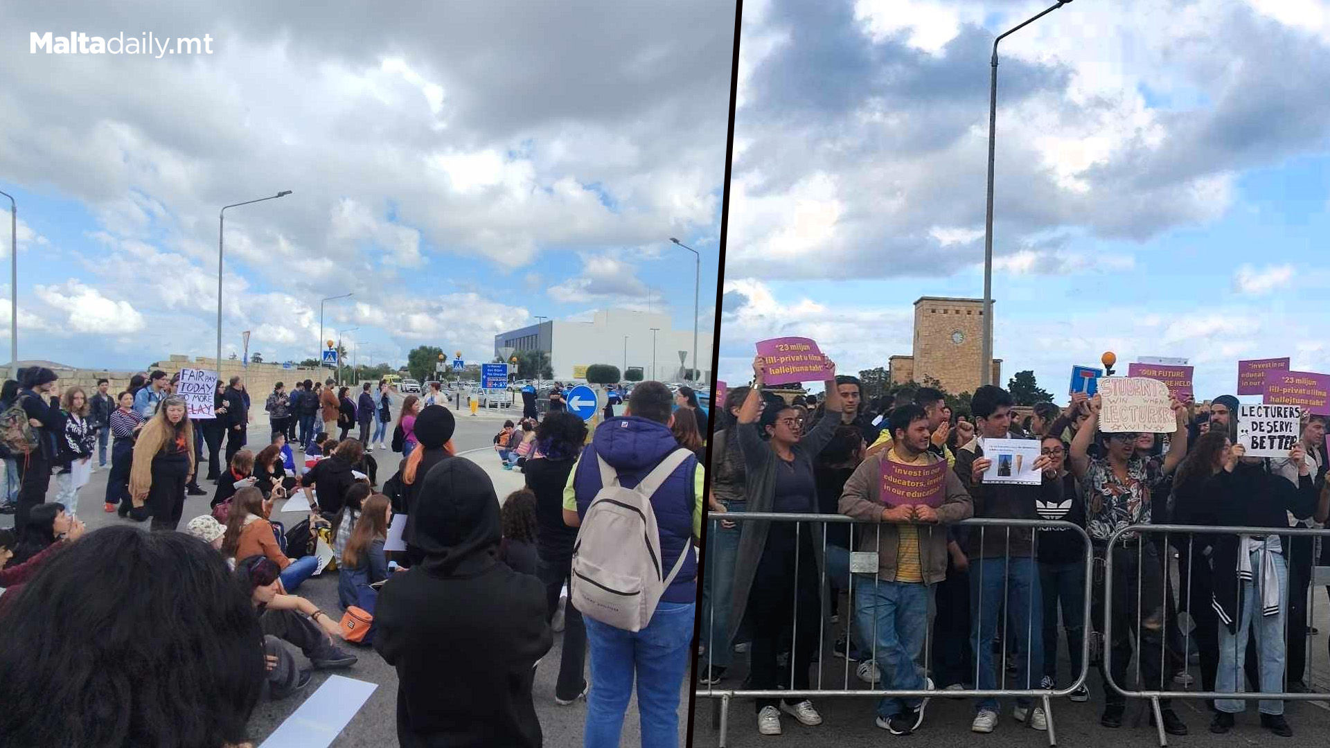 MCAST Students Hold Protest Picnic On Road Amidst Dispute