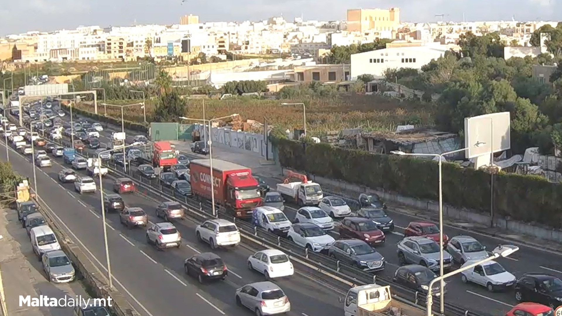 Heavy Traffic In Direction Of St Venera Tunnels Northbound